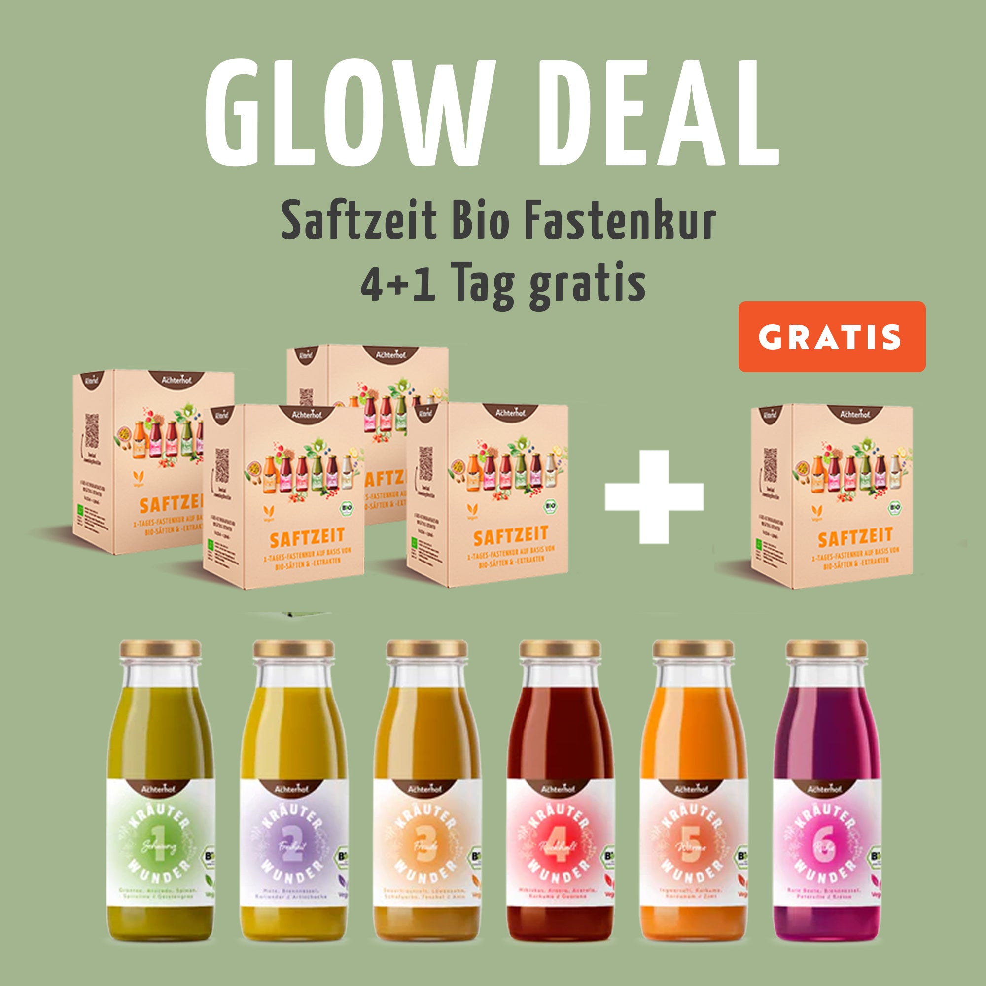 Glow-Deal: Saftzeit Bio Fastenkur 4+1 Tag Gratis