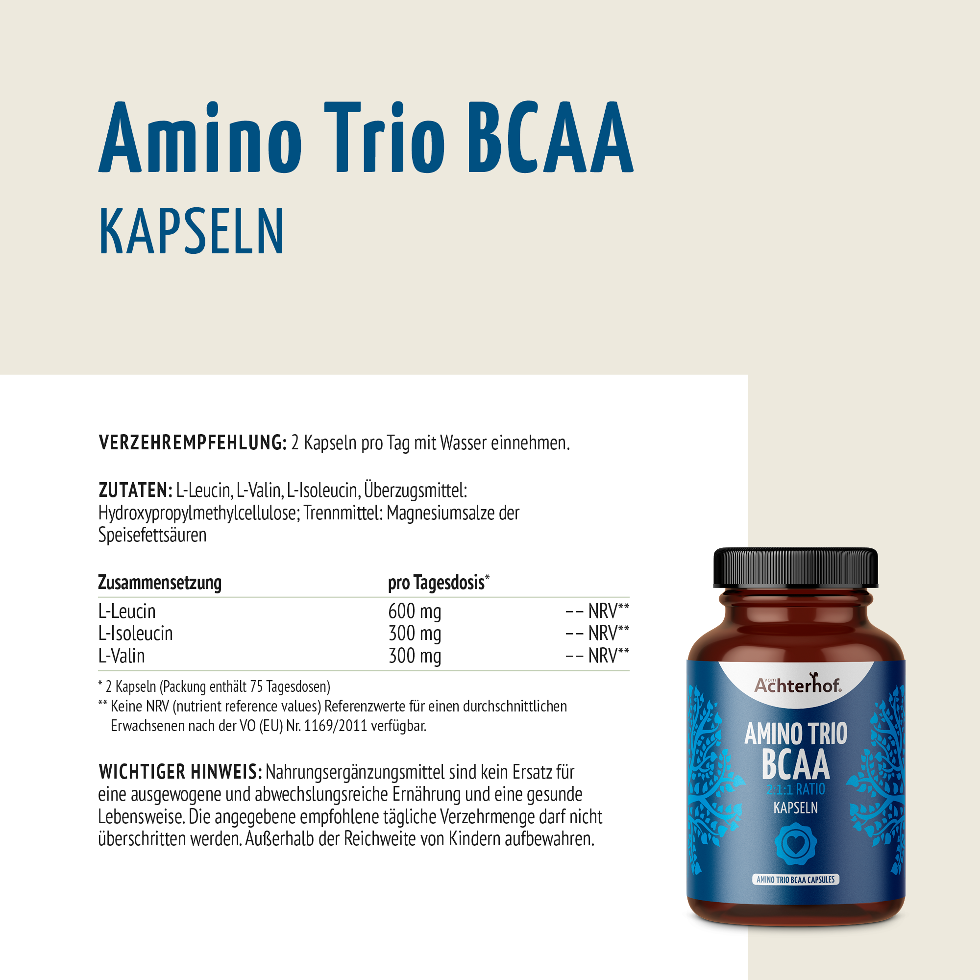 Amino Trio BCAA Kapseln (150 Kapseln)