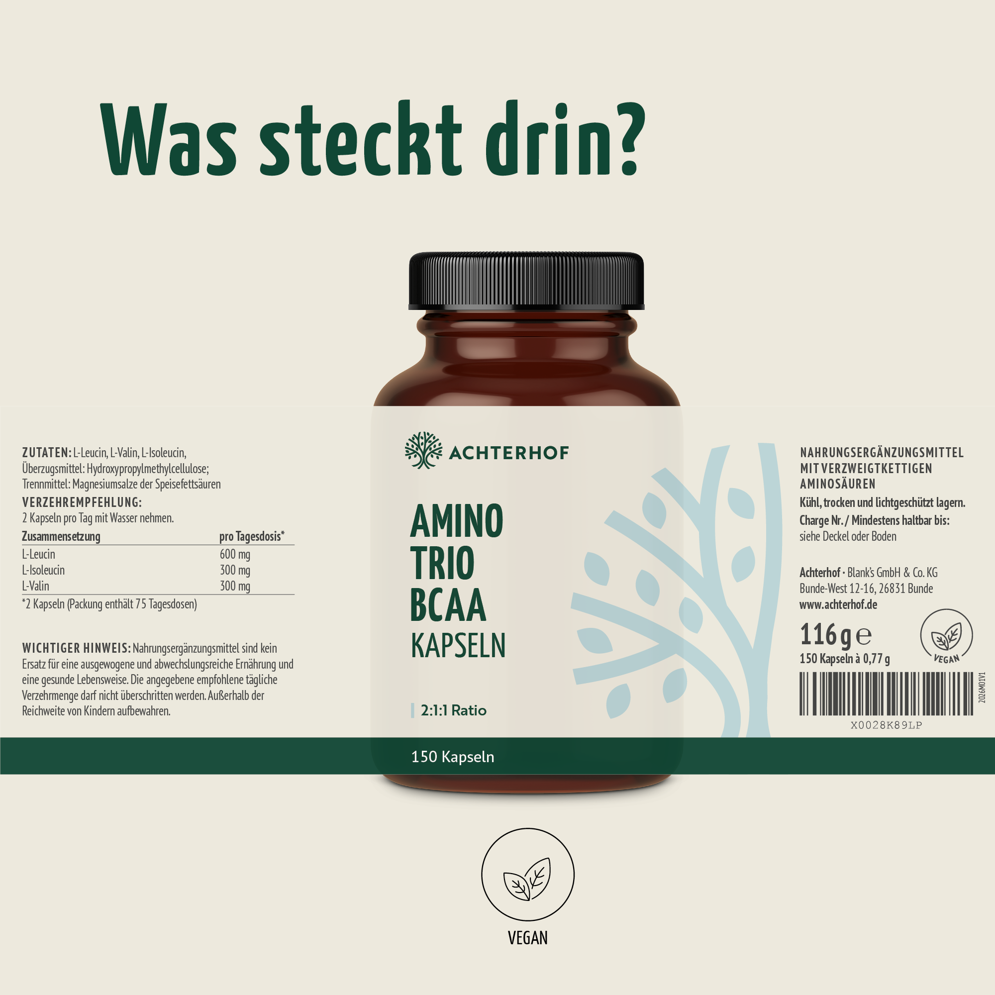 Amino Trio BCAA Kapseln (150 Kapseln)