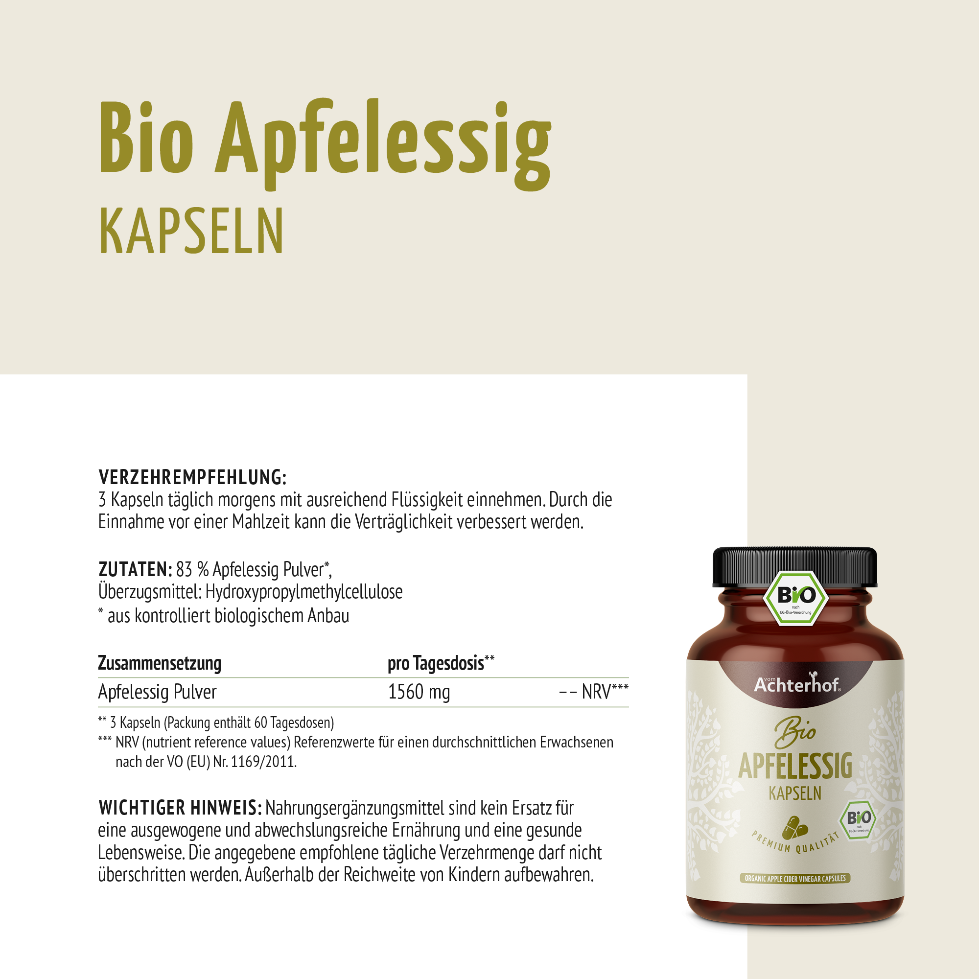 Bio Apfelessig Kapseln (180 Kapseln)