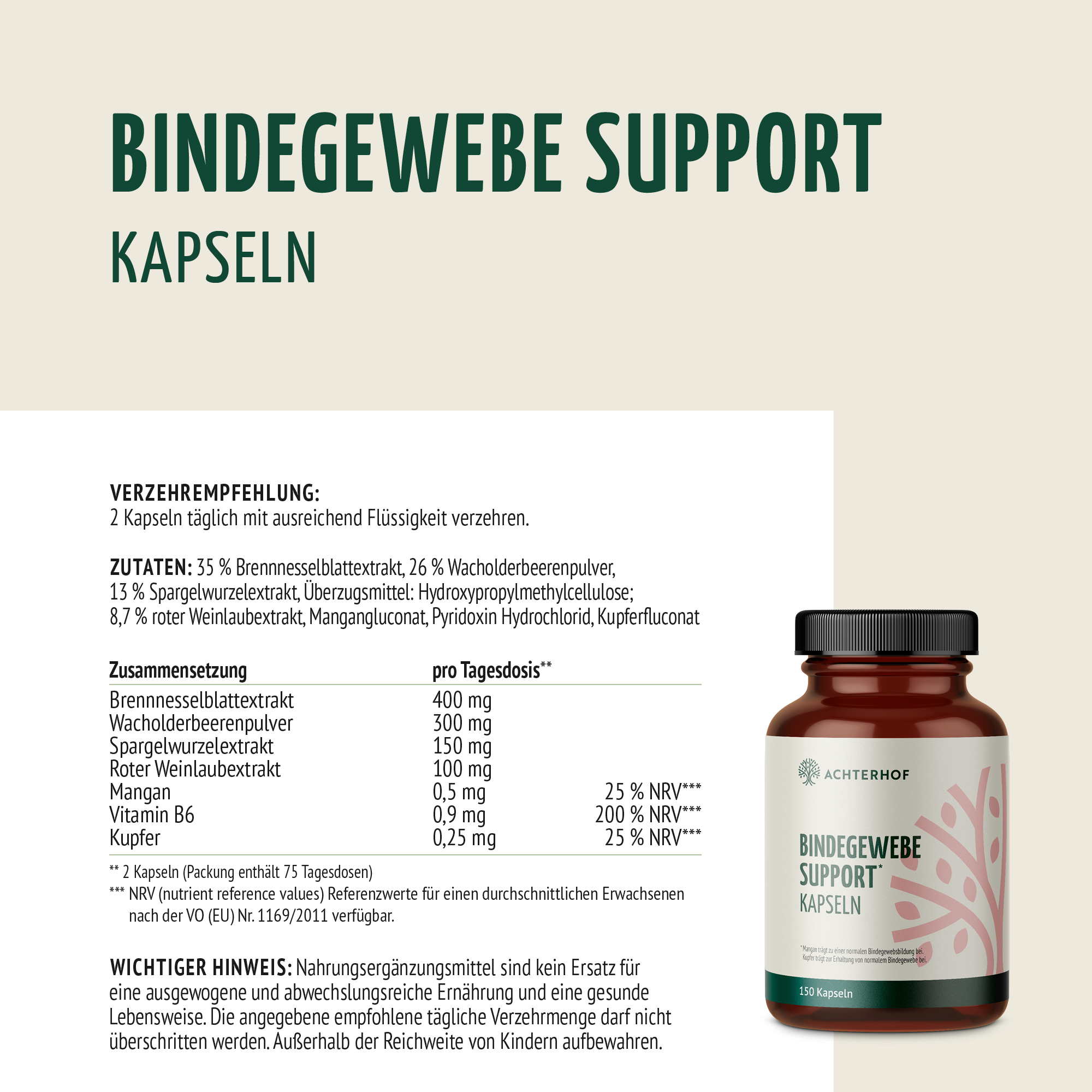 Bindegewebe Support Kapseln (180 Kapseln)