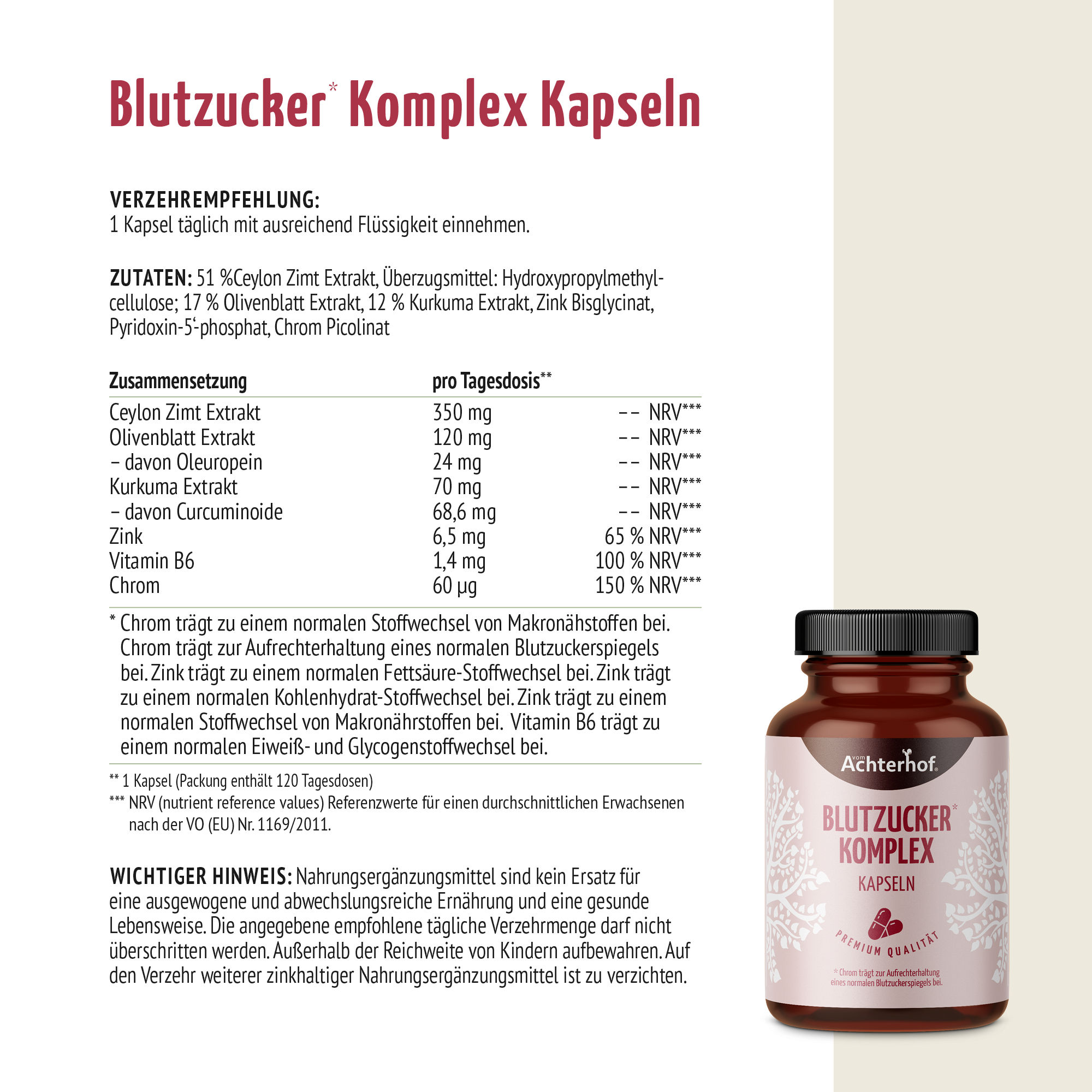 Blutzucker Komplex Kapseln (120 Kapseln)
