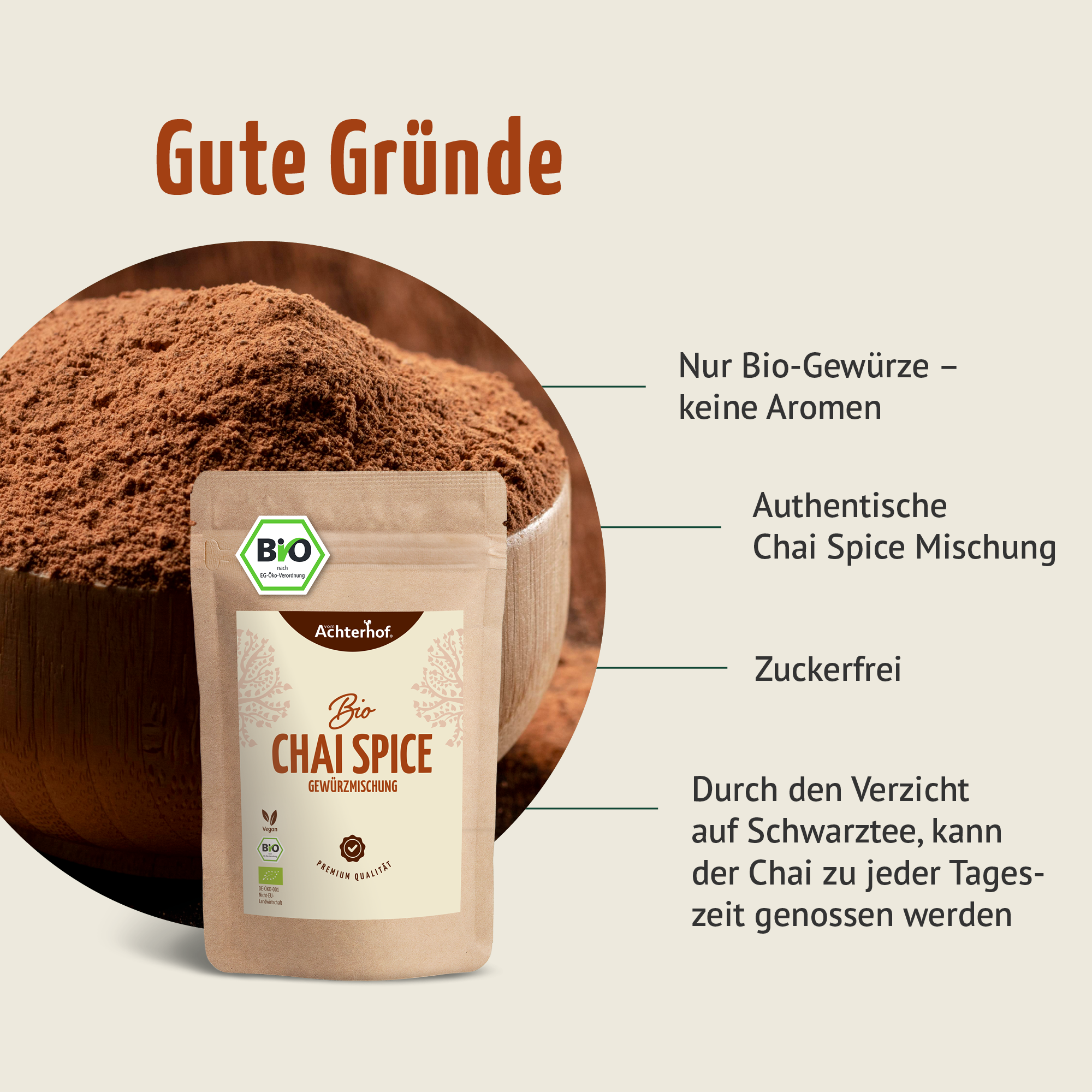 Bio Chai Spice Gewürzmischung – zuckerfrei (250g)