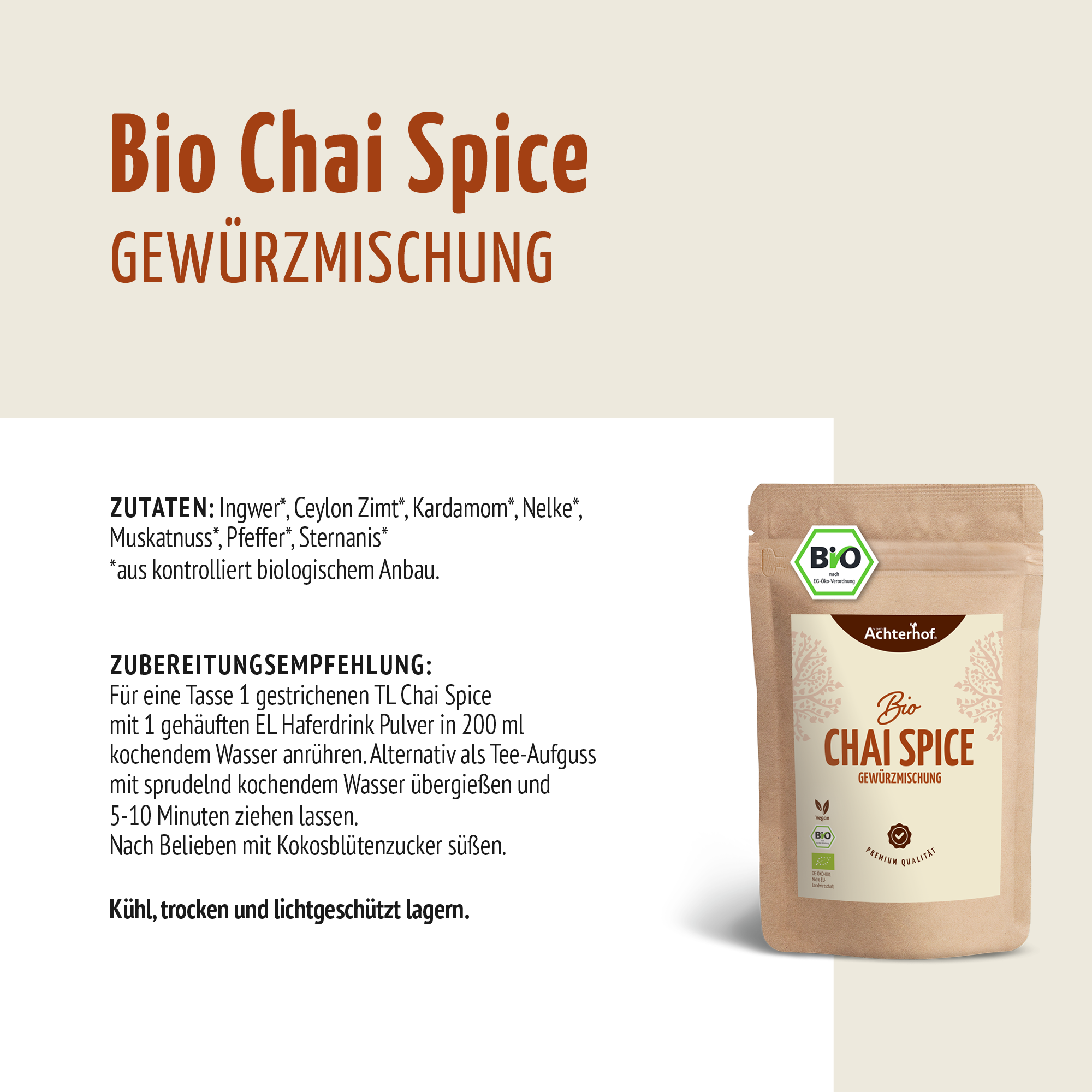 Bio Chai Spice Gewürzmischung – zuckerfrei (100g)