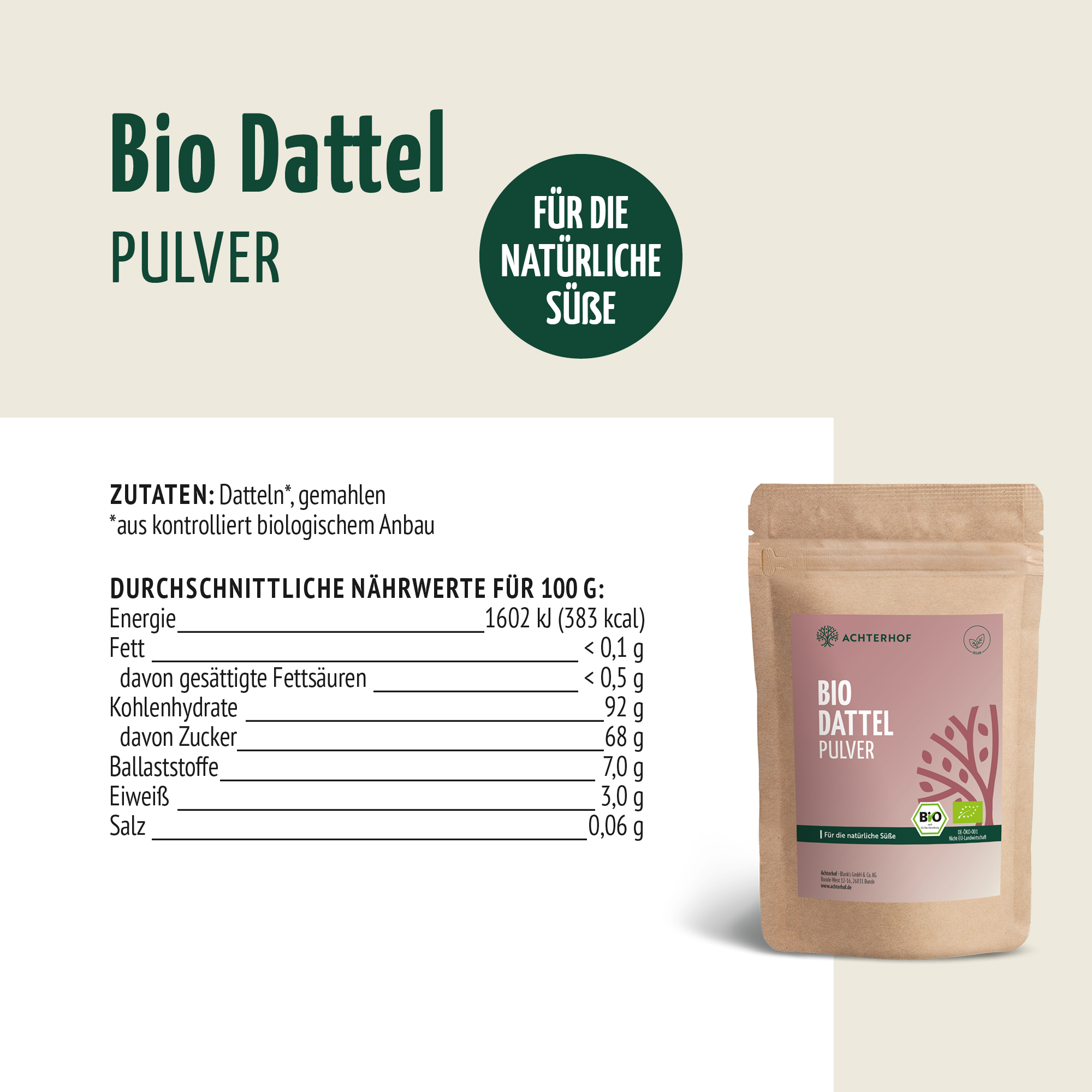 Bio Dattel Pulver (100g)