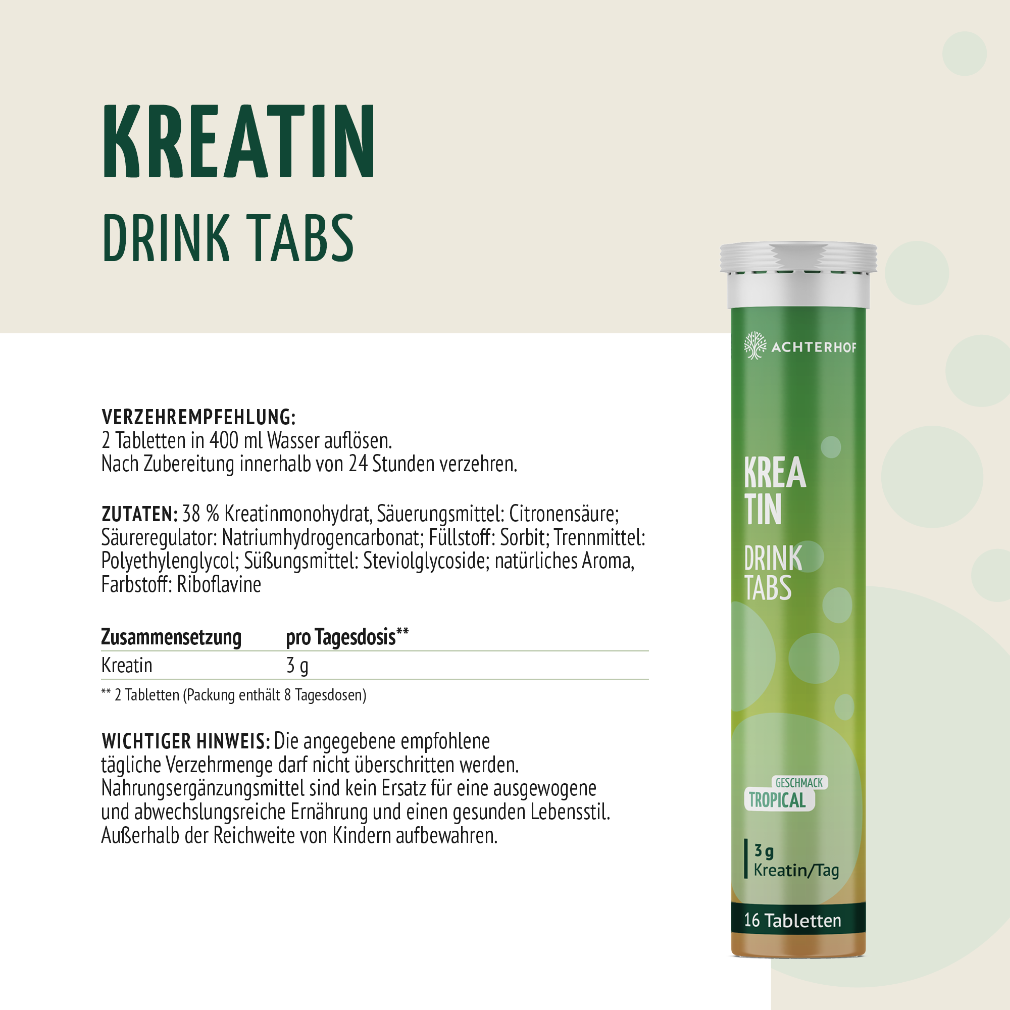 Kreatin Drink Tabs (16 Tabletten)
