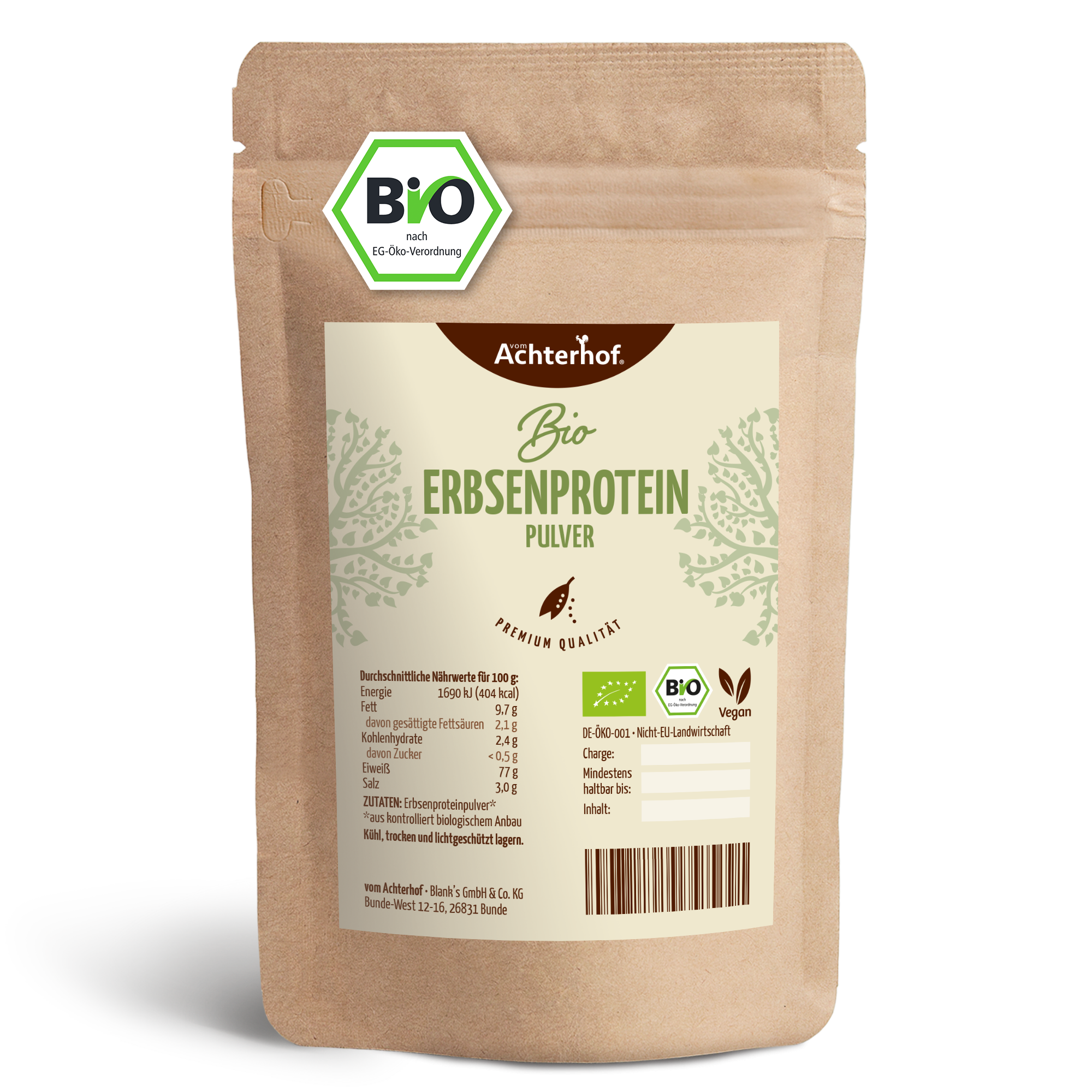 Erbsenprotein Pulver Bio (500g)