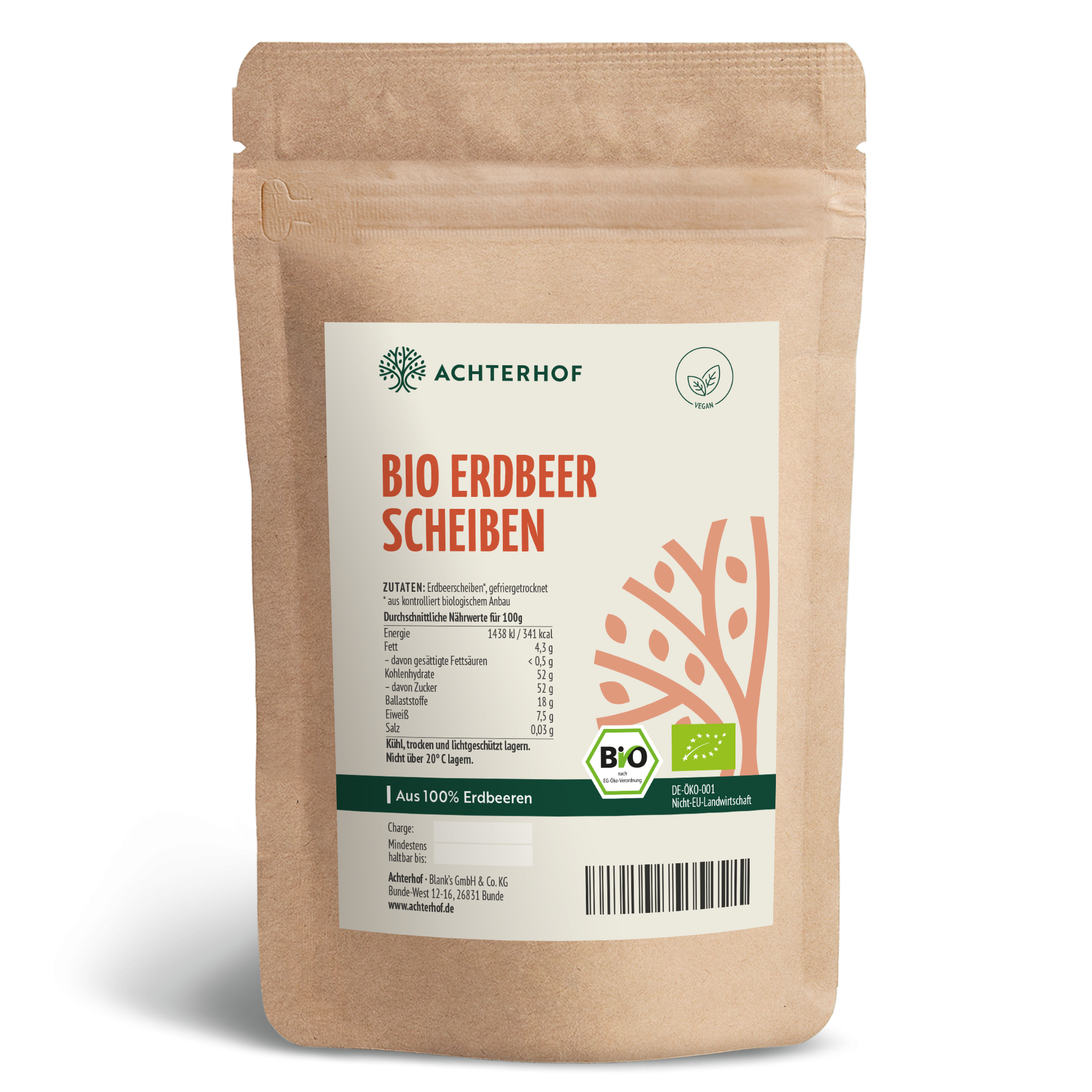 Bio Erdbeerscheiben gefriergetrocknet (100g)