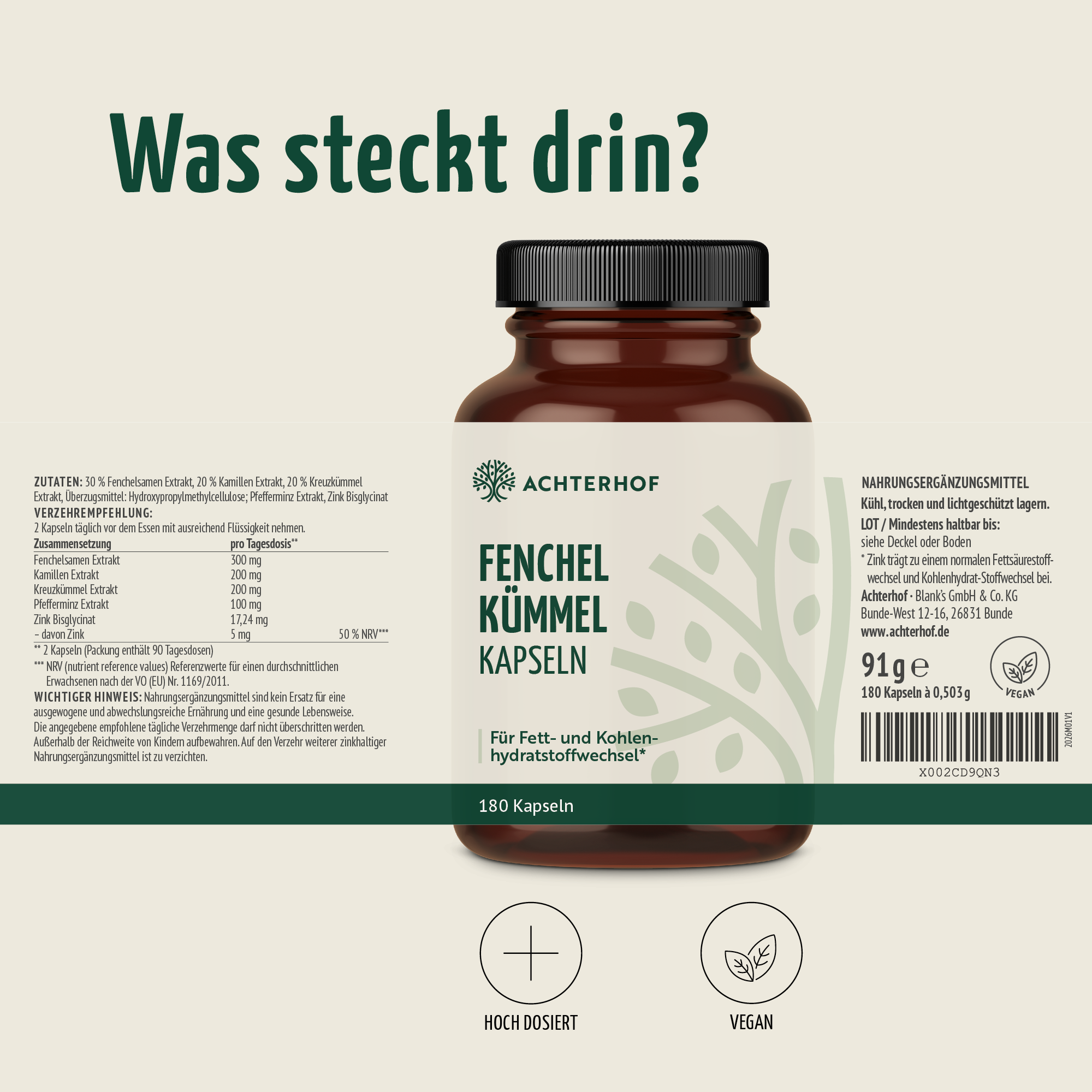 Fenchel Kümmel Kapseln (180 Kapseln)