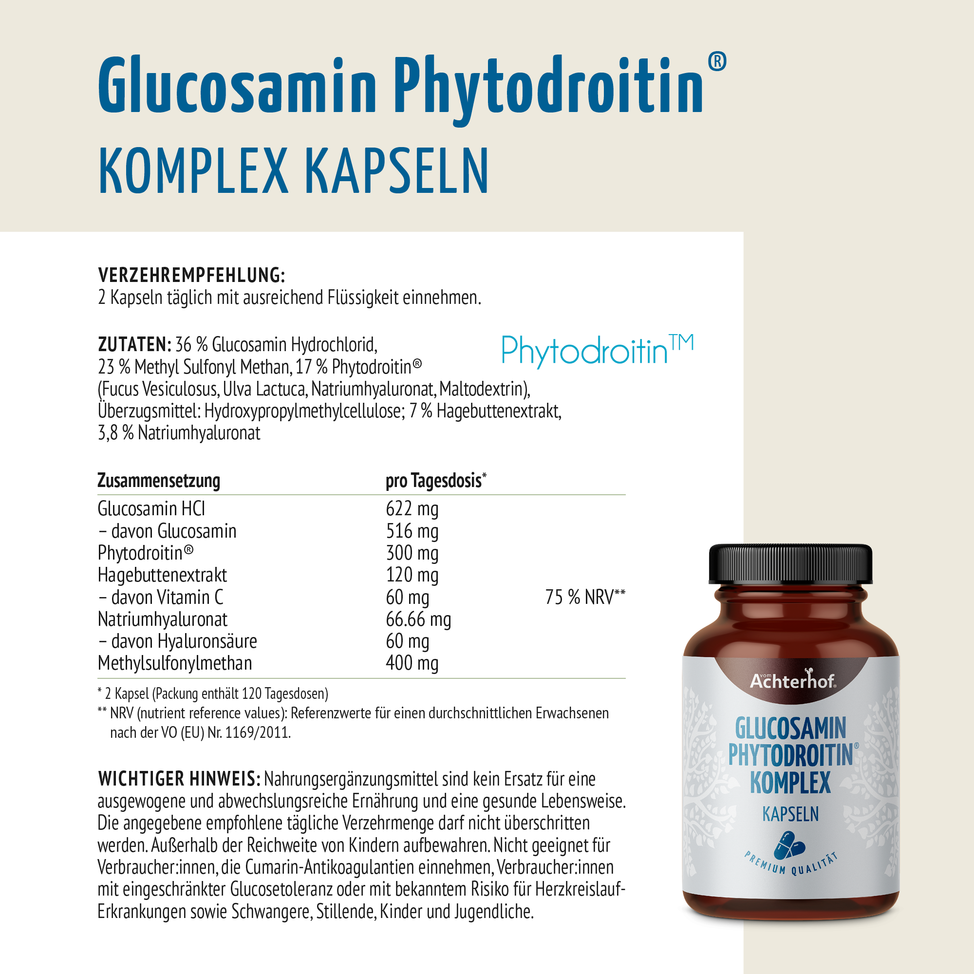 Glucosamin Phytodroitin® Komplex Kapseln (120 Kapseln)