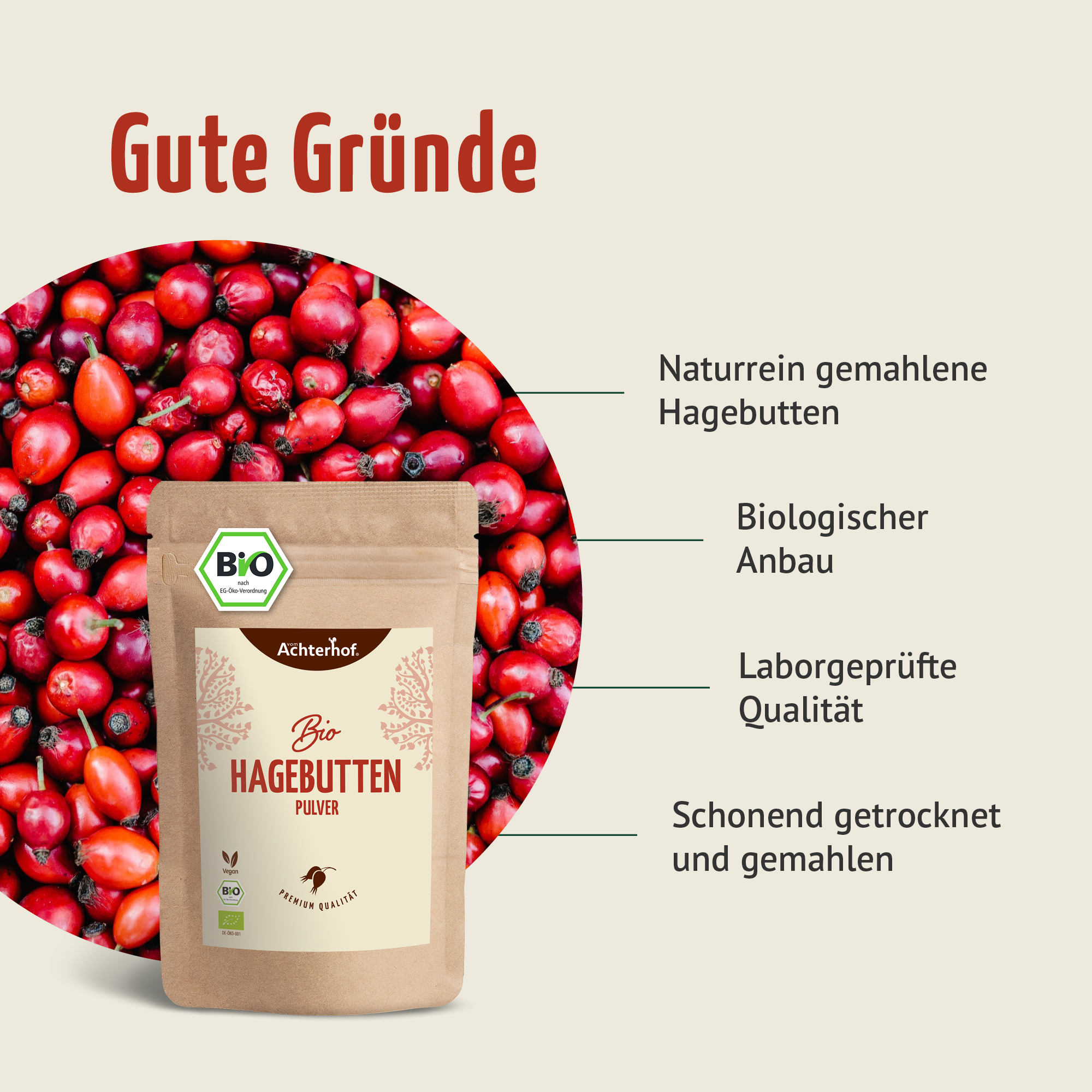 Bio Hagebutten Pulver (1000g)