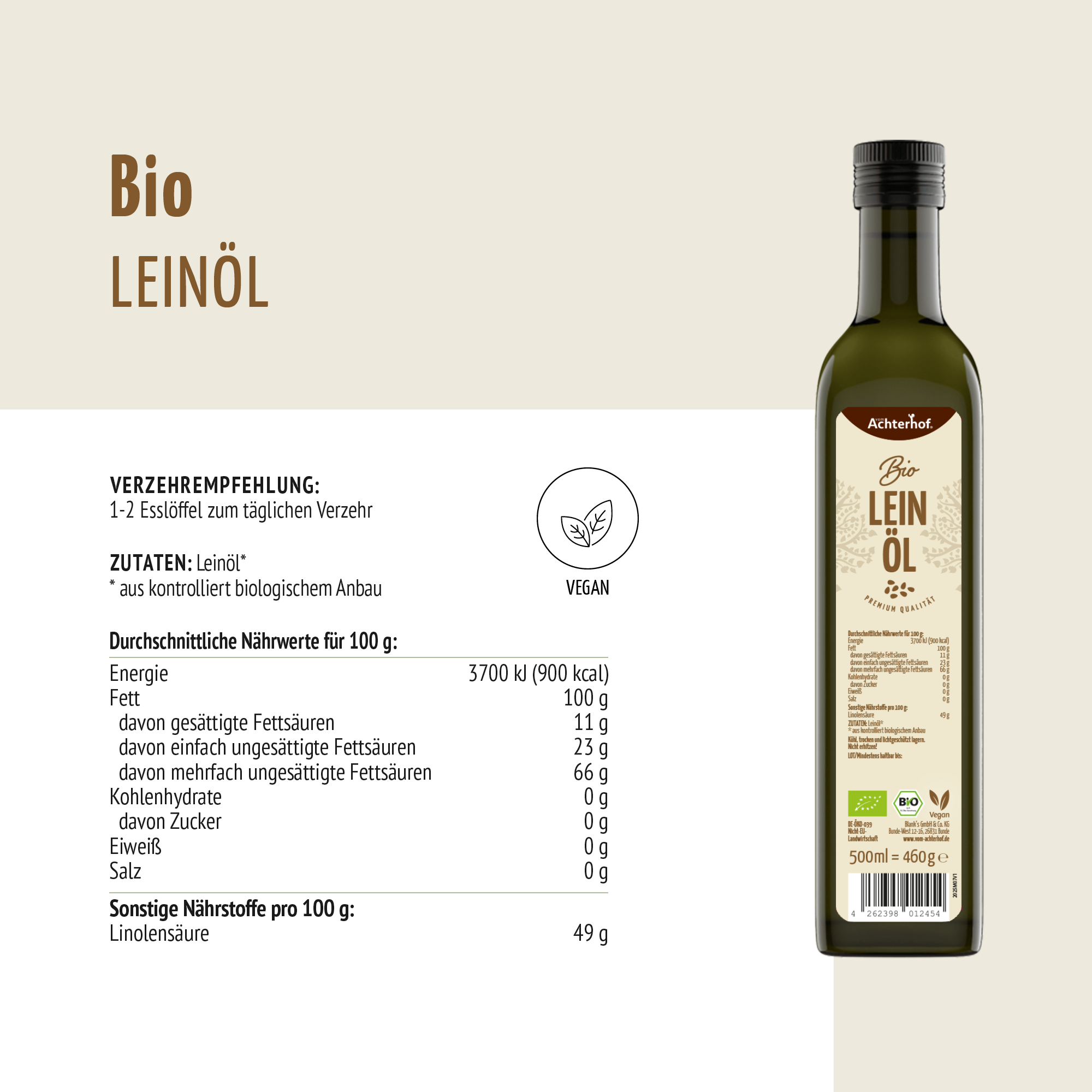 Bio Leinöl (500ml)