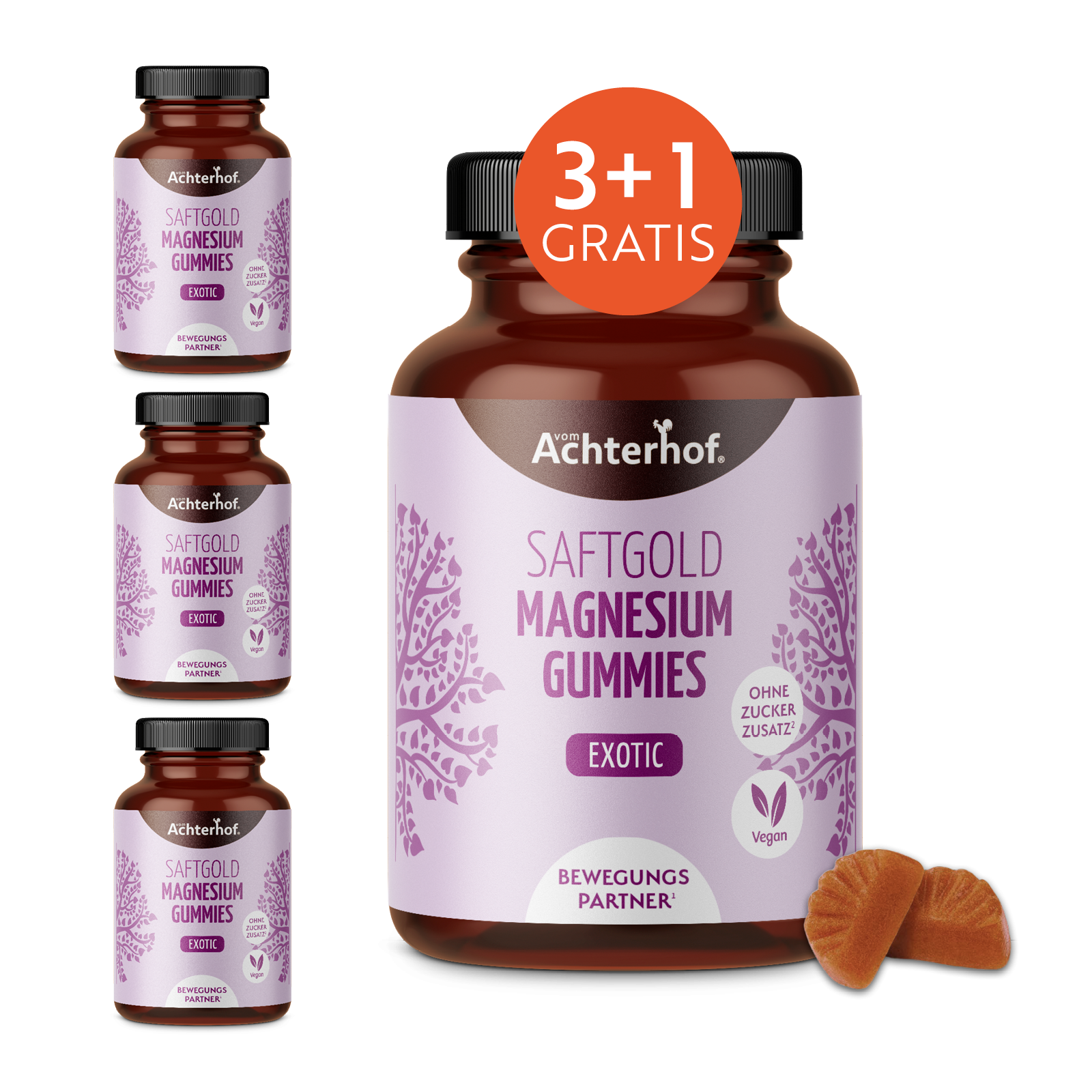 Saftgold Magnesium Gummies Exotische Früchte 3+1 gratis (240 Stück)