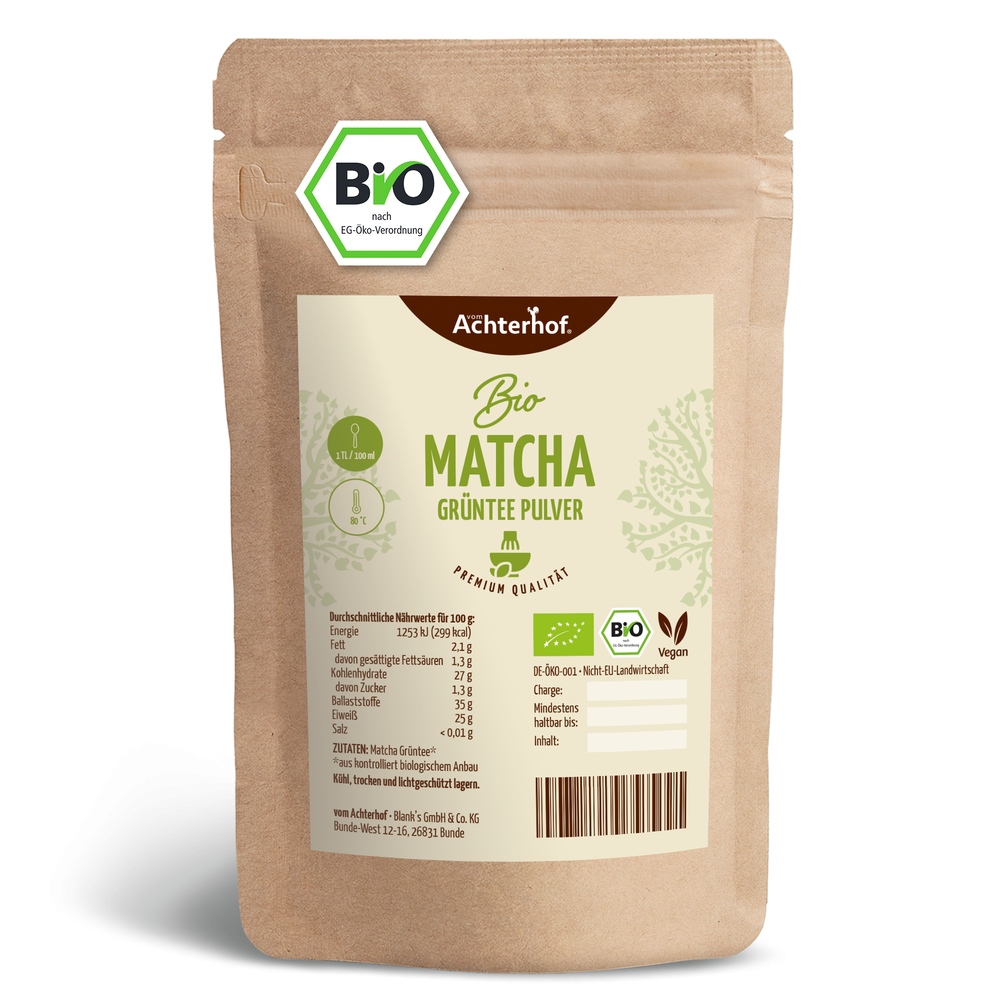 Bio Matcha Grüntee Pulver (250g)