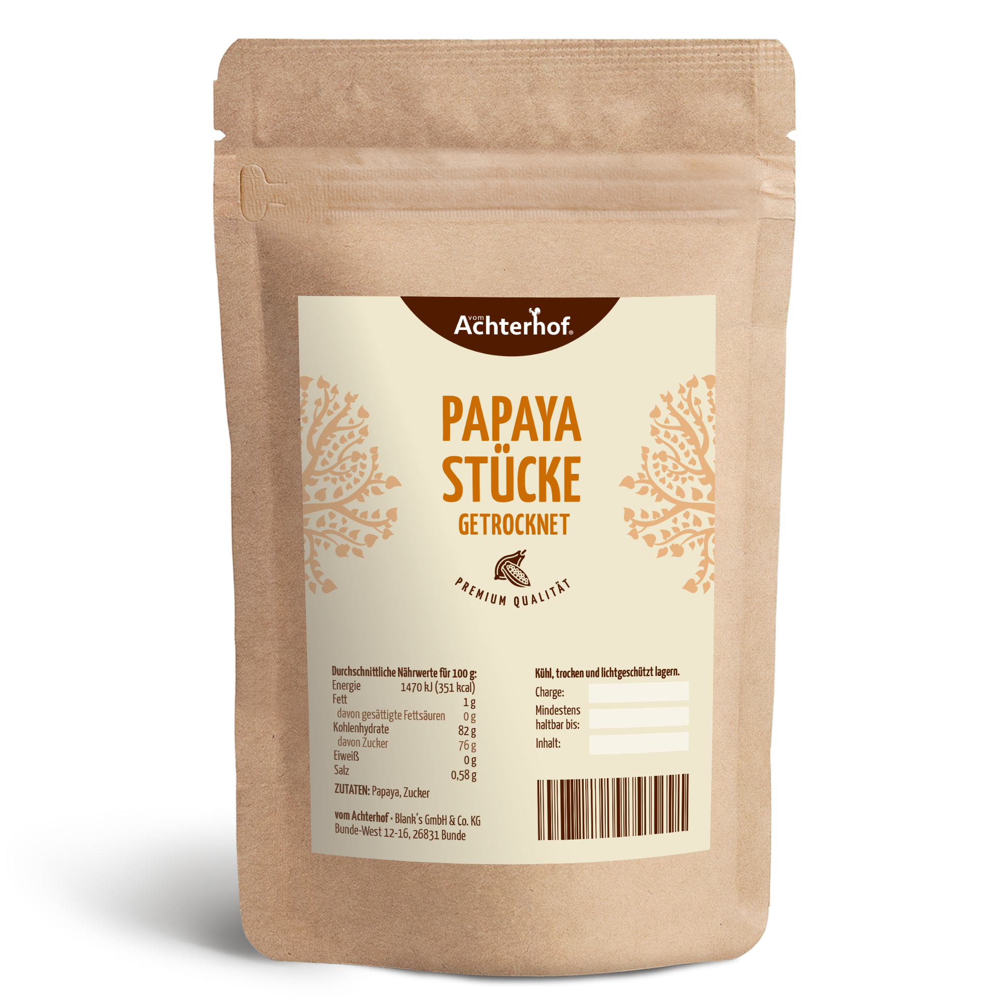 Papayastücke getrocknet & gezuckert (1000g)