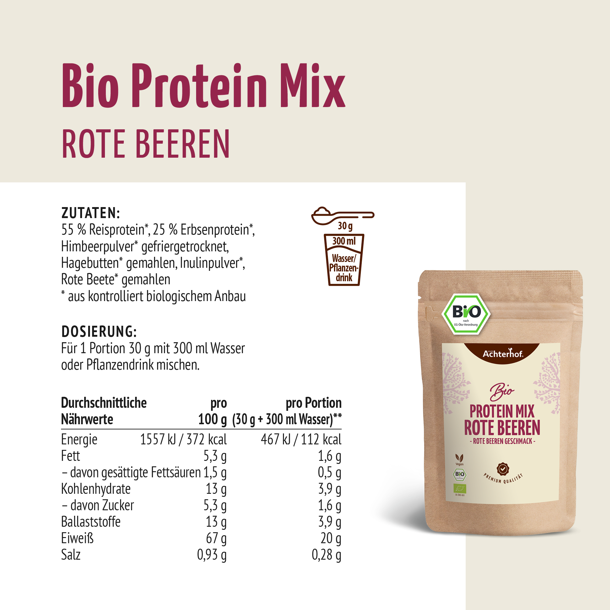 Bio Protein Mix mit rote Beeren (500g)