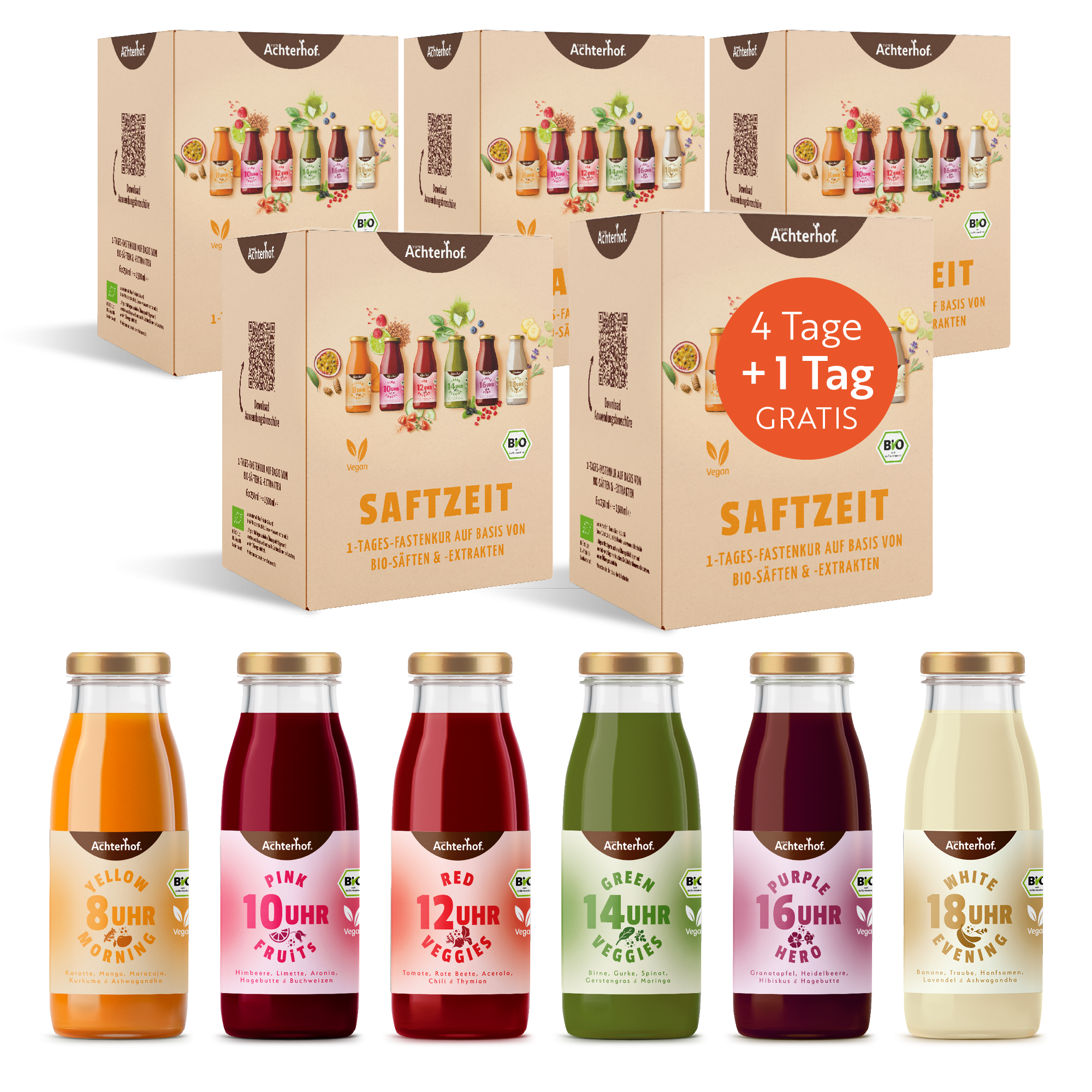 Saftzeit Bio Fastenkur 4+1 Tag gratis