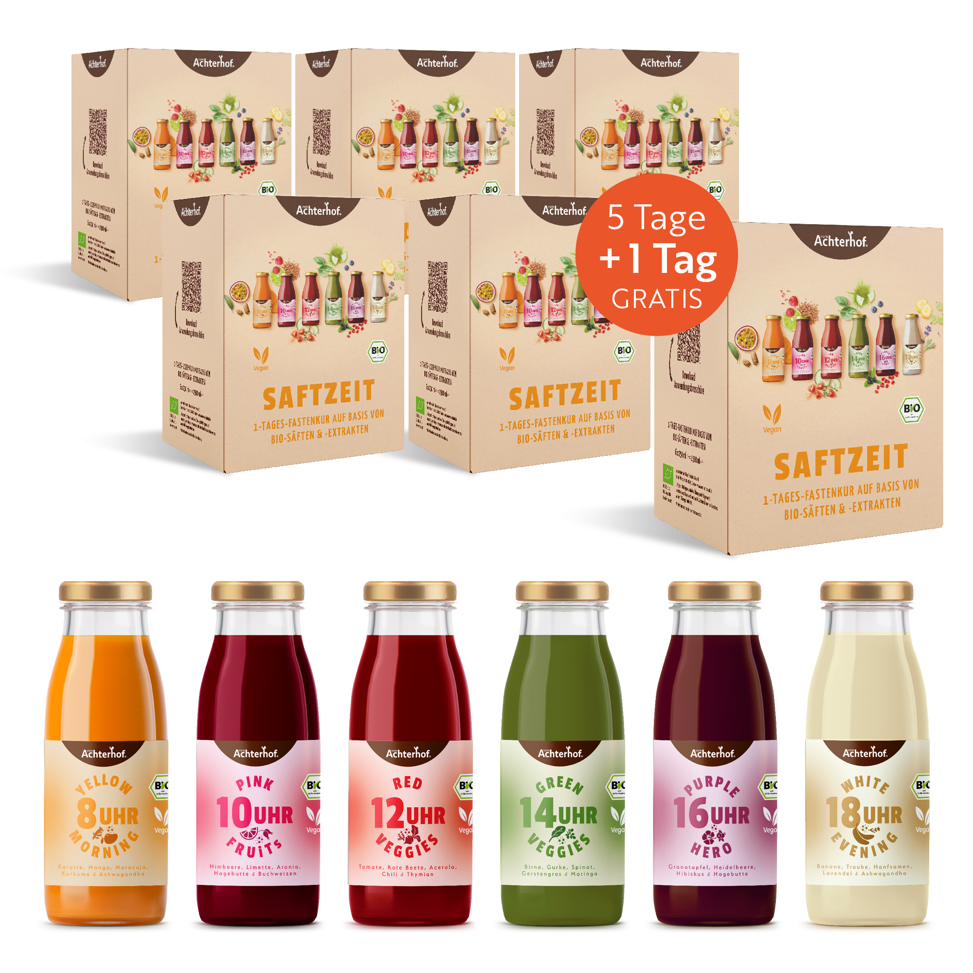 Saftzeit Bio Fastenkur 5+1 Tag gratis