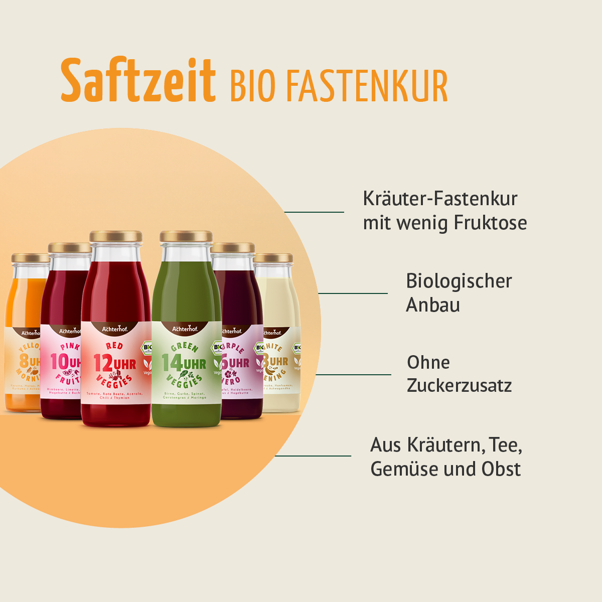 Saftzeit Bio Fastenkur 5+1 Tag gratis
