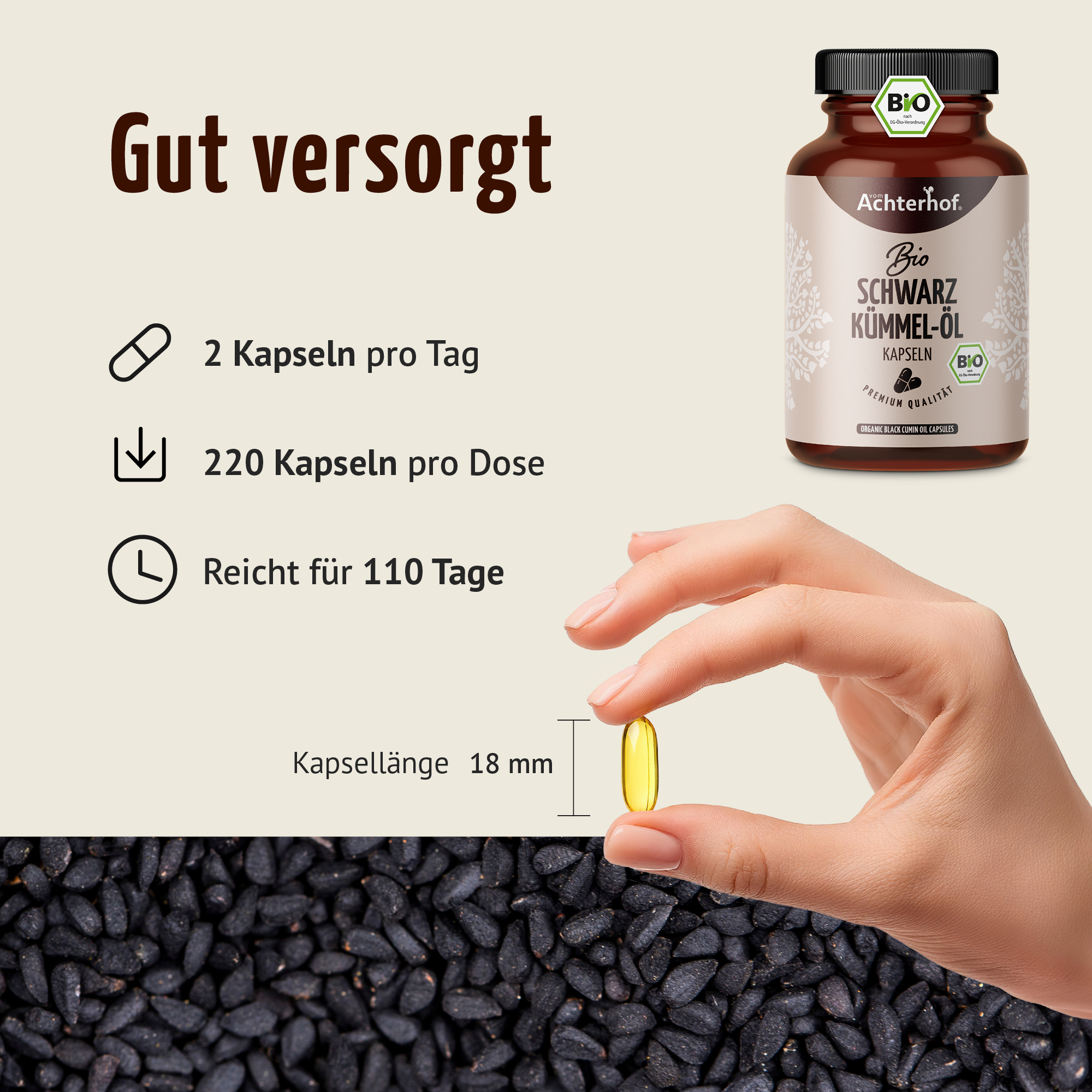 Bio Schwarzkümmel-Öl Kapseln (220 Kapseln)