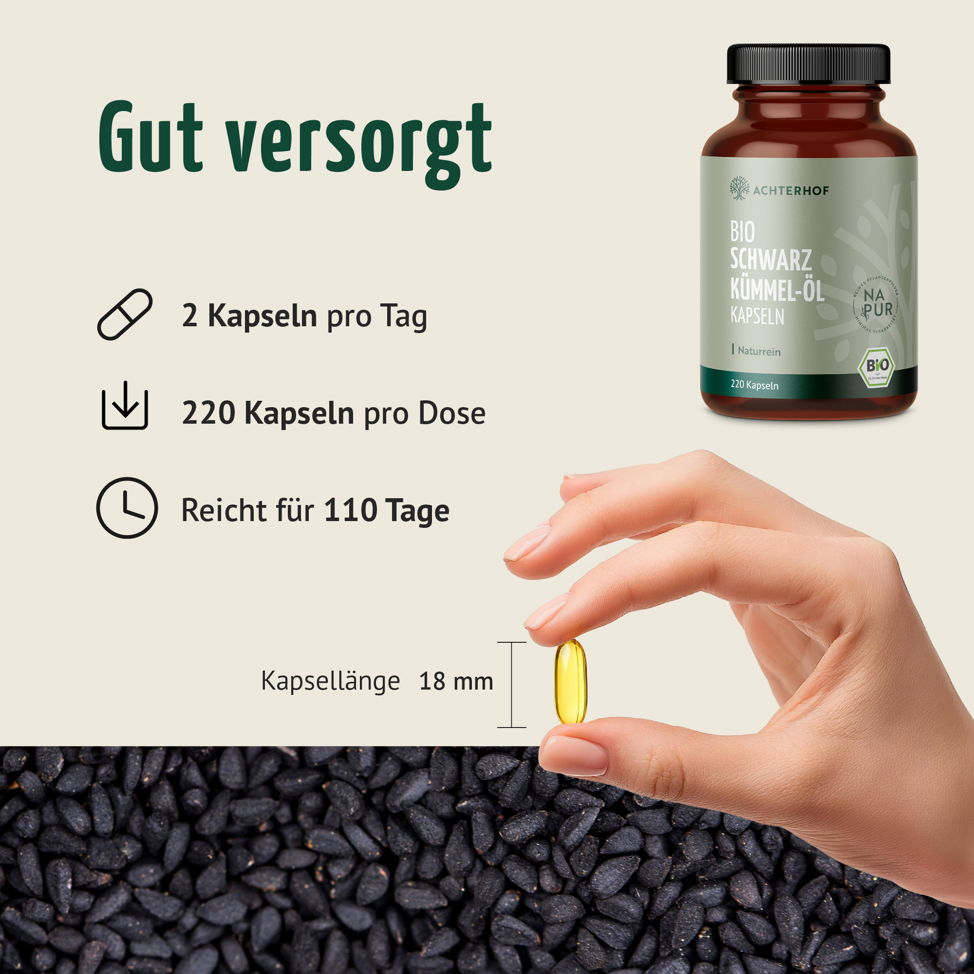 Bio Schwarzkümmel-Öl Kapseln (220 Kapseln)