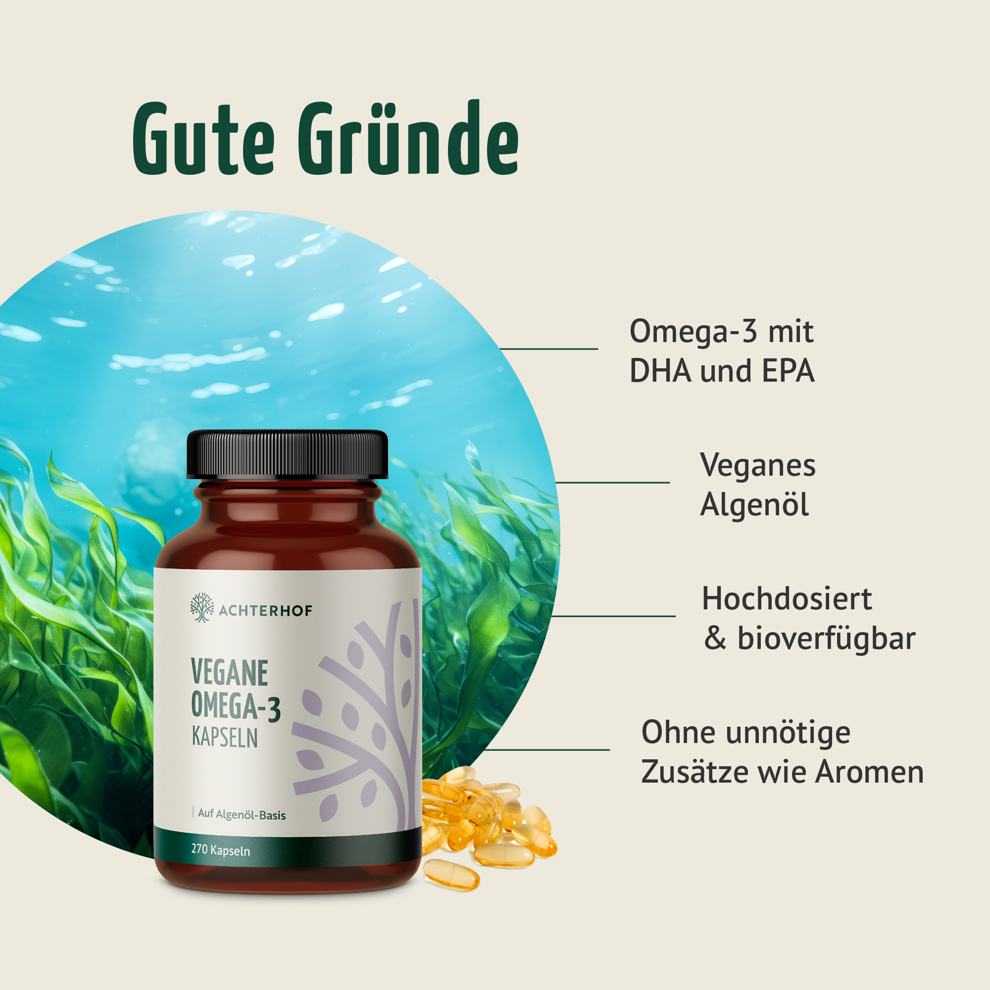 Vegane Omega-3 Kapseln (270 Kapseln)