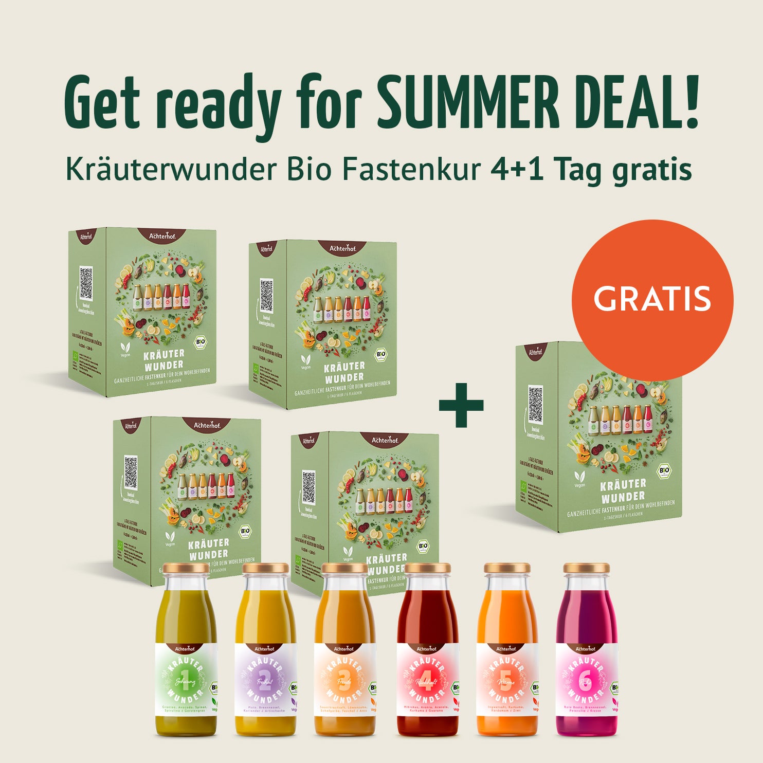 Get Ready For Summer-Deal: Kräuterwunder Bio Fastenkur 4+1 Tag Gratis