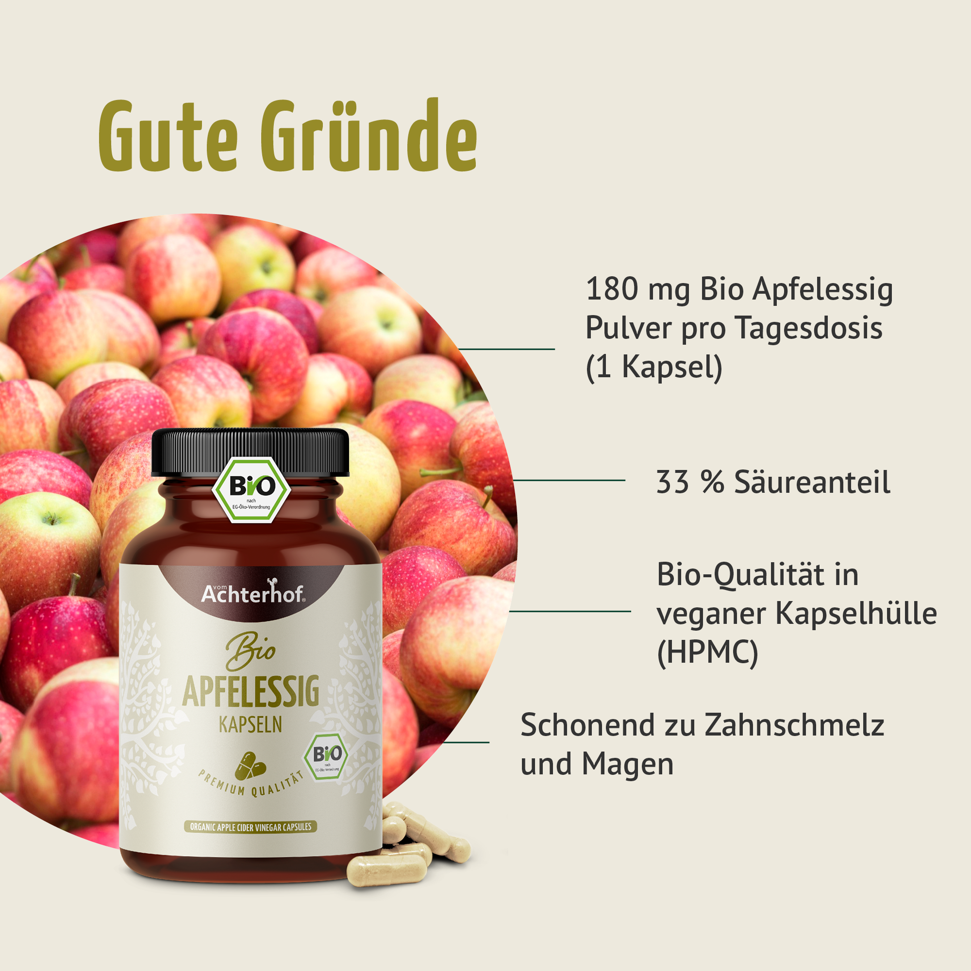 Bio Apfelessig Kapseln (180 Kapseln)