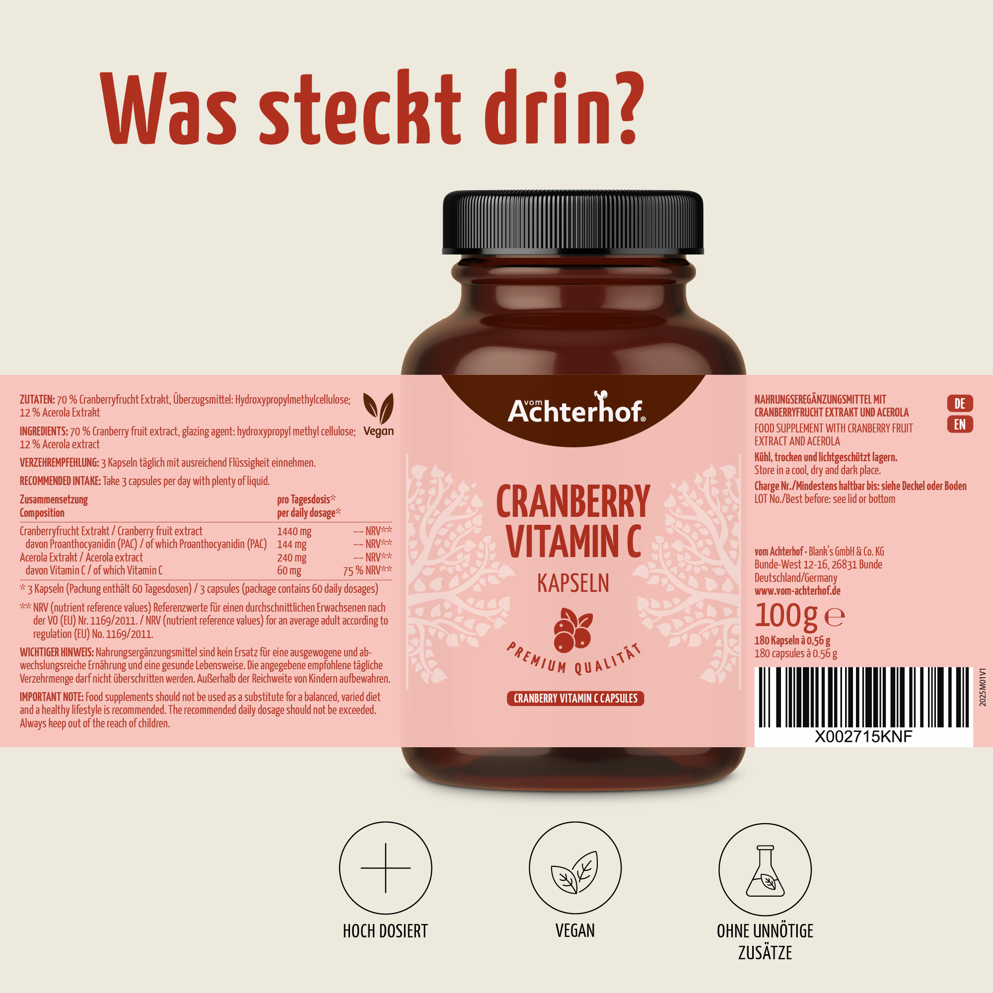 Cranberry Vitamin C Kapseln (180 Kapseln)