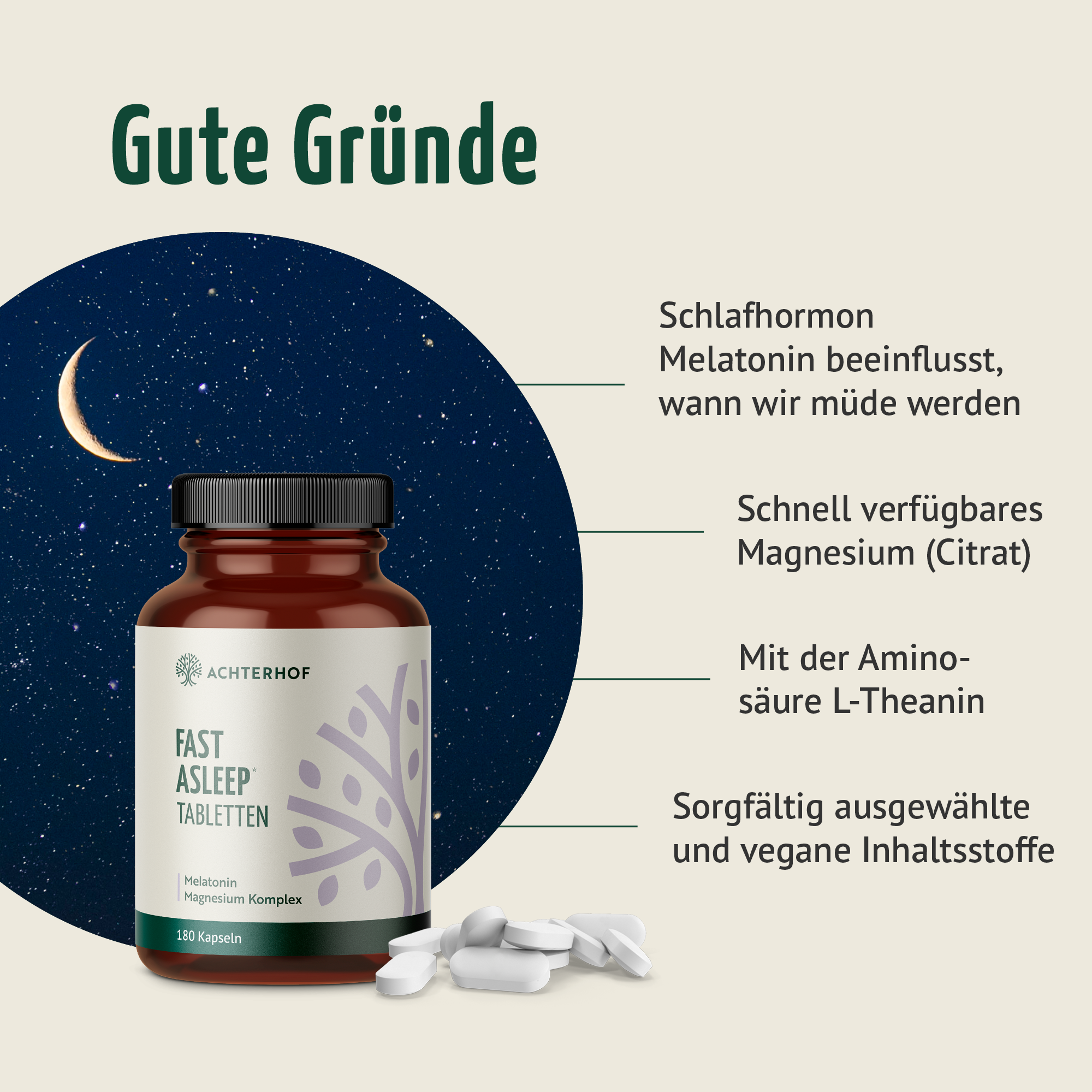 Melatonin Magnesium Komplex Fast Asleep (180 Tabletten)