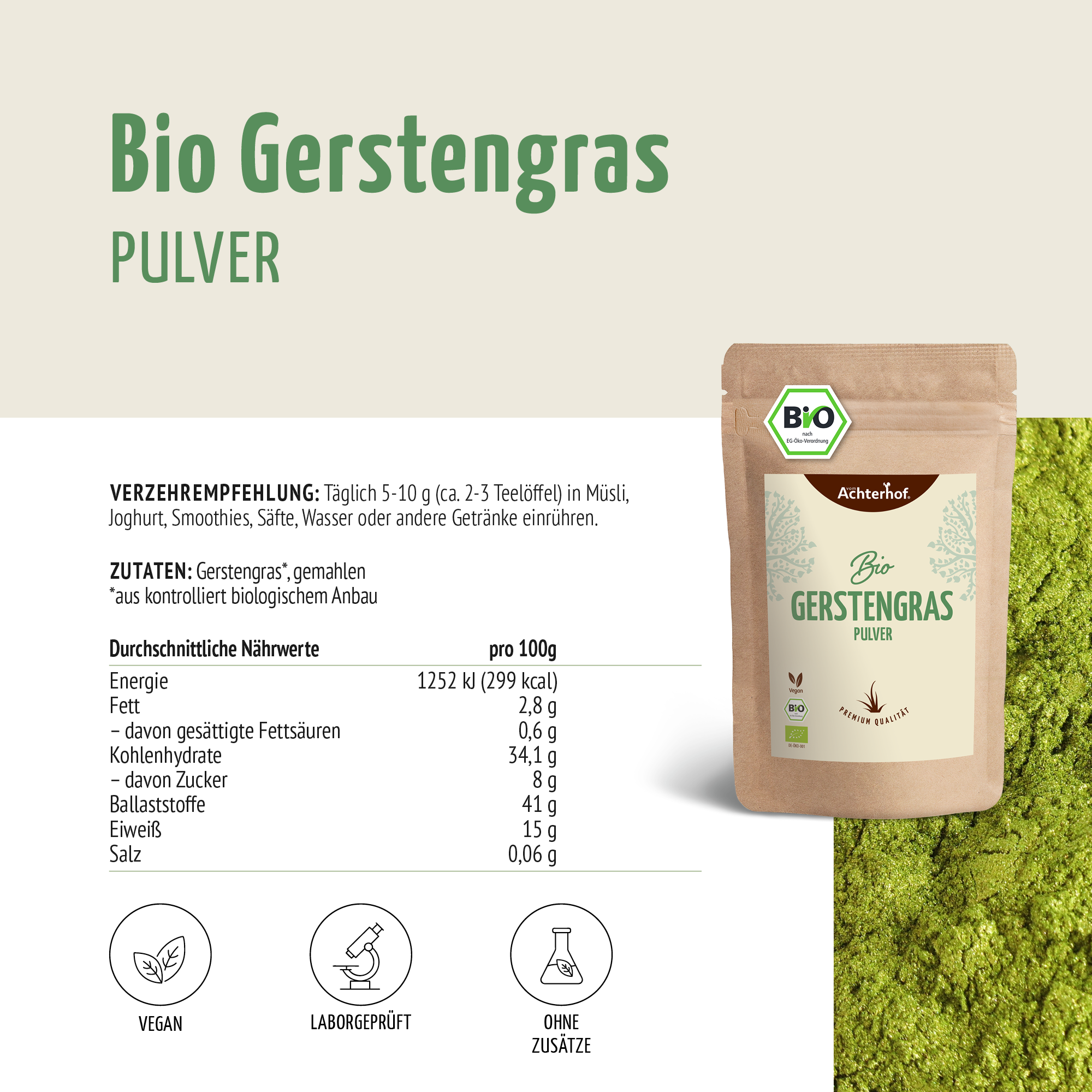 Bio Gerstengras Pulver (1000g)