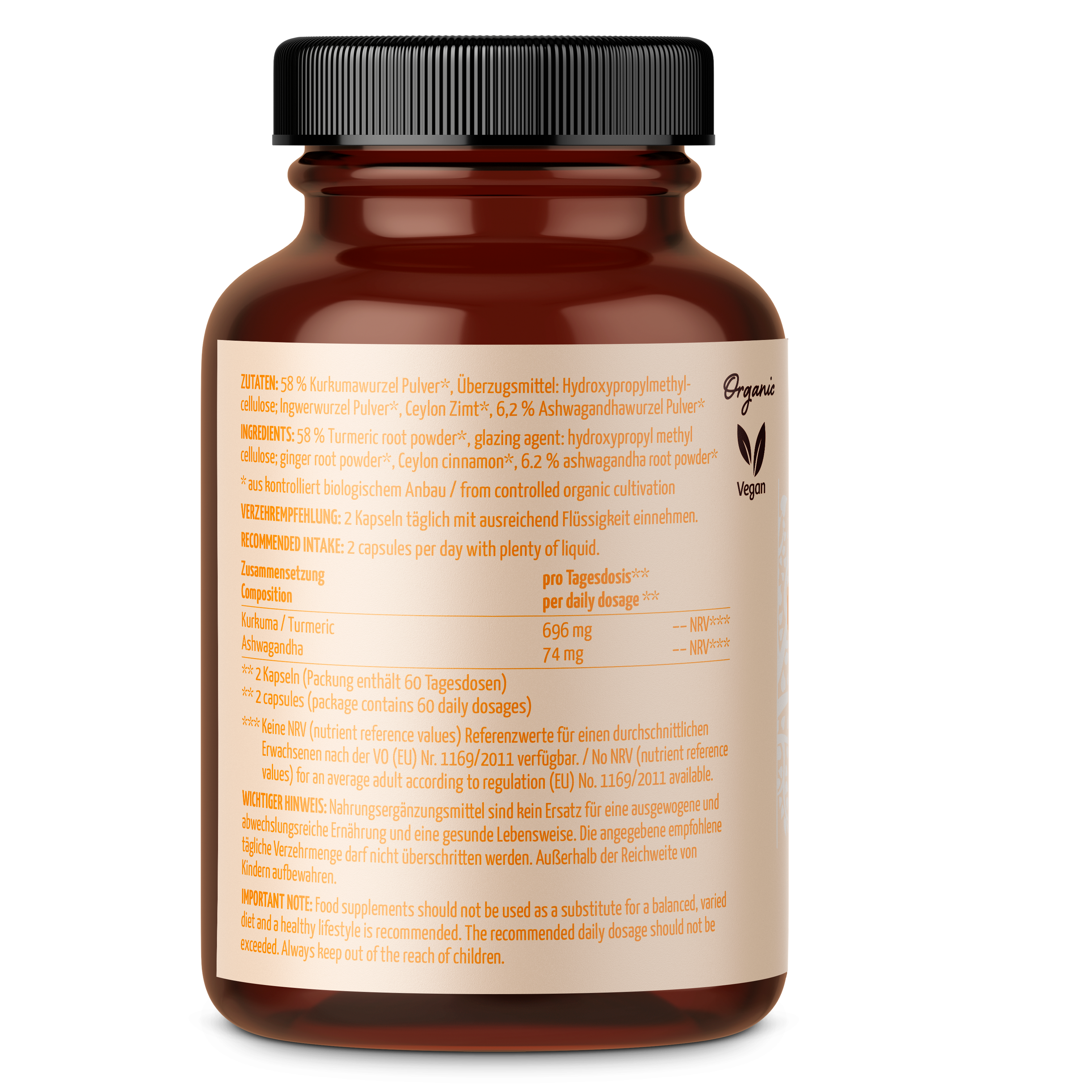 Goldene Mischung Kapseln Bio – ohne Piperin (120 Kapseln)
