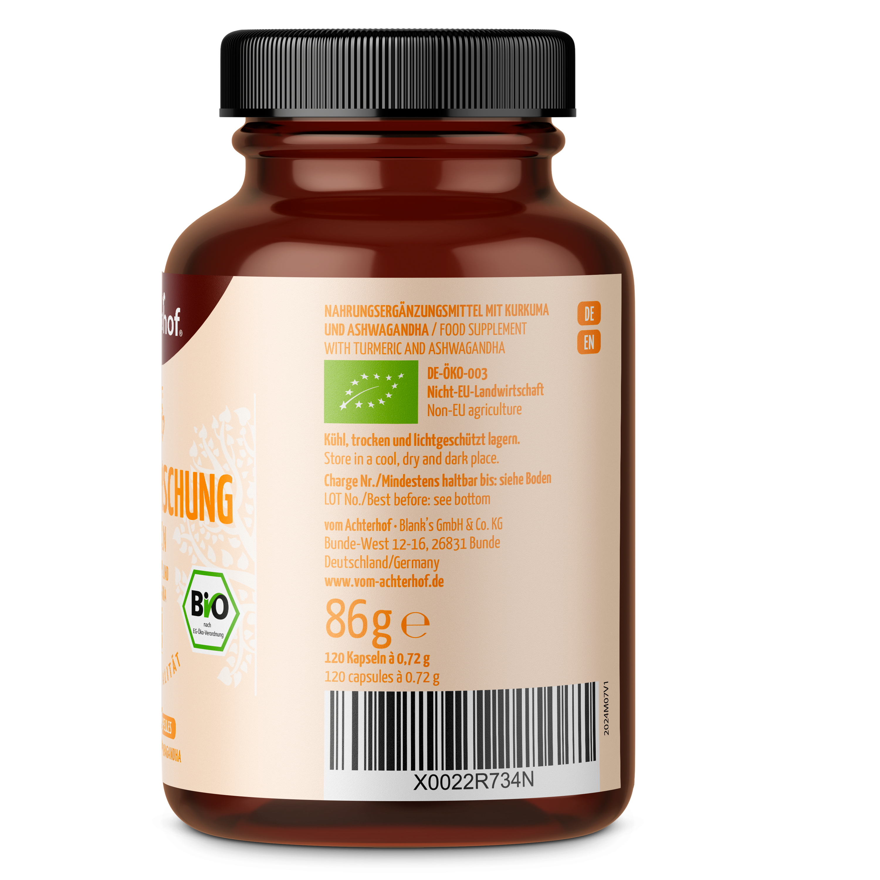 Goldene Mischung Kapseln Bio – ohne Piperin (120 Kapseln)