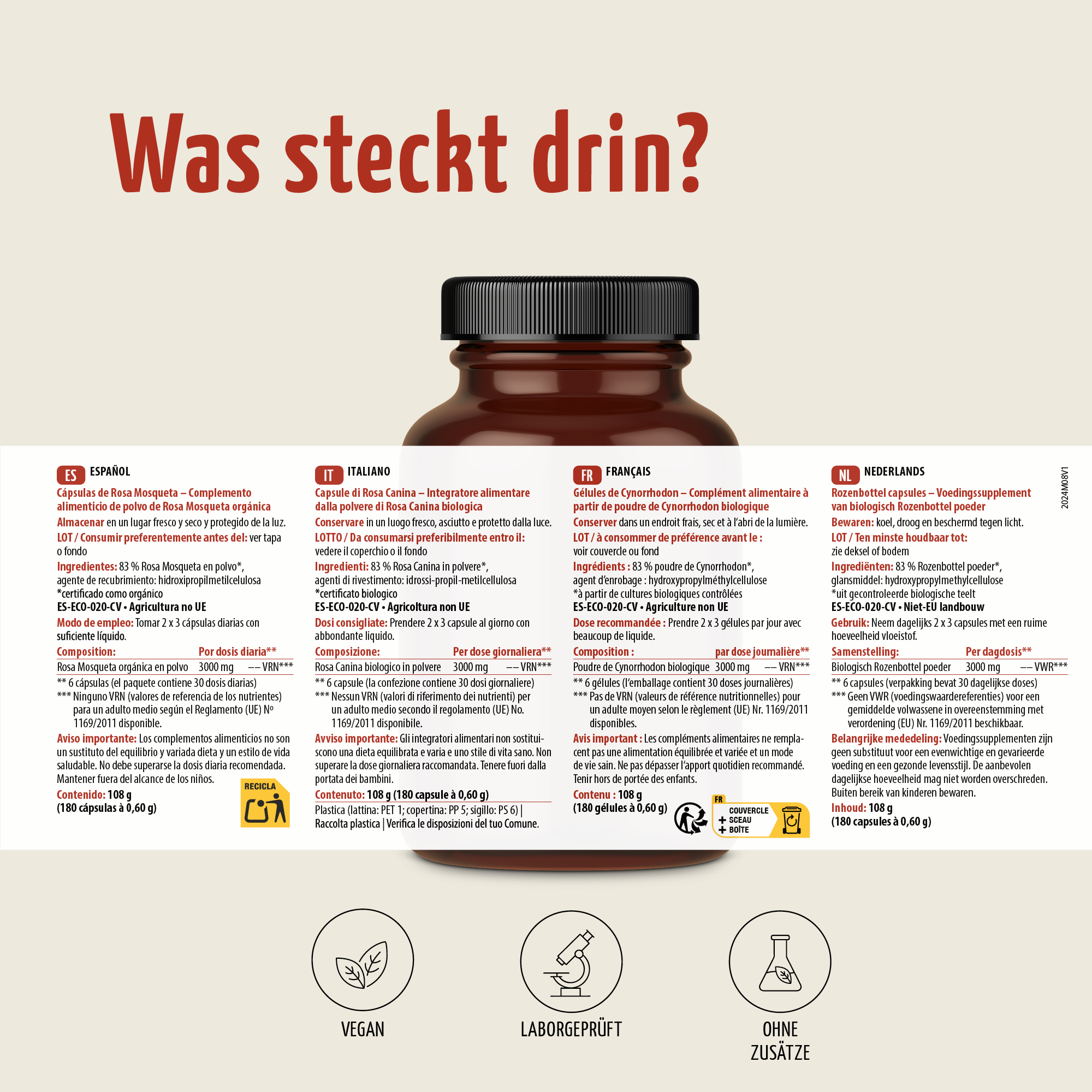 Bio Hagebutten Kapseln (180 Kapseln)