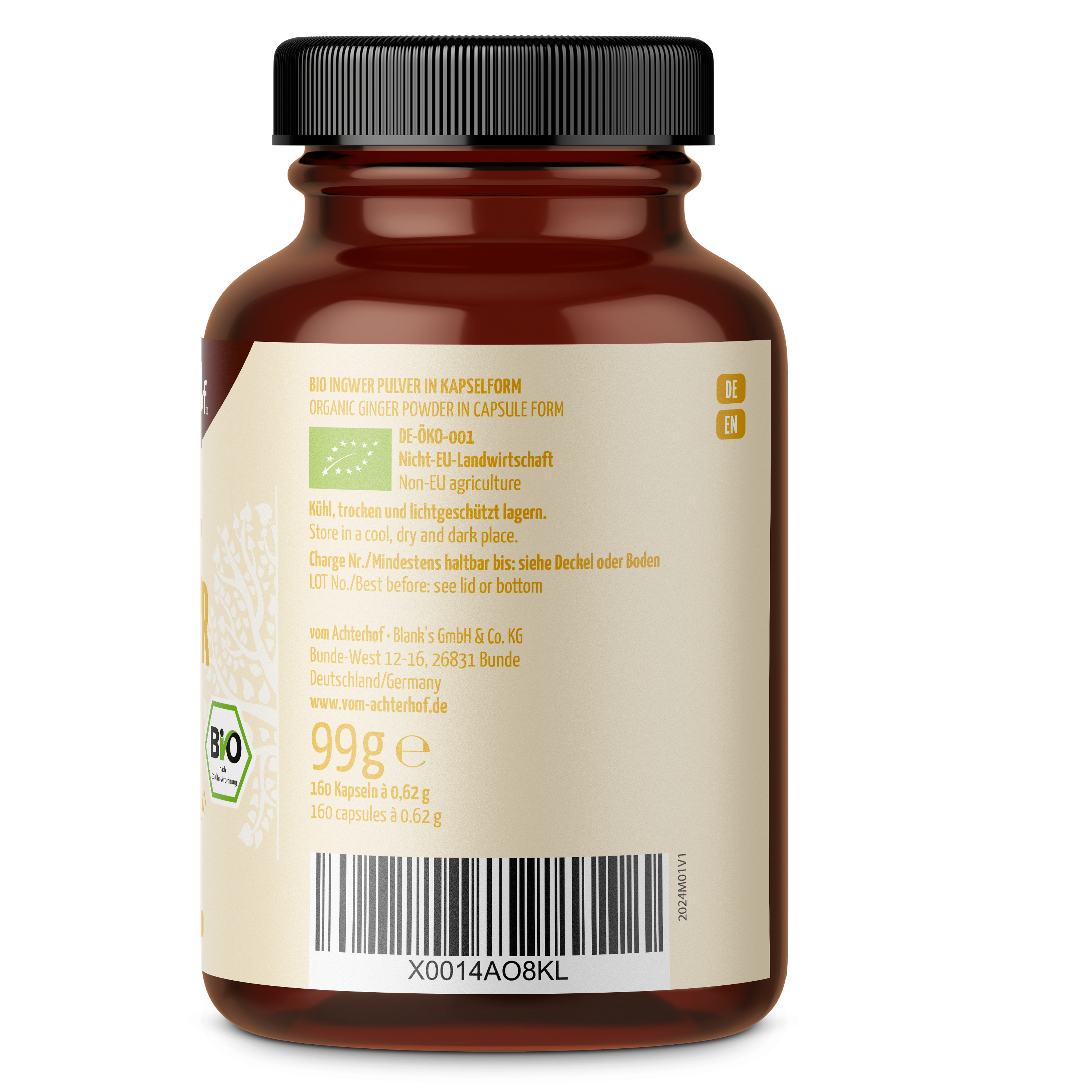 Ingwer Kapseln Bio (160 Kapseln)