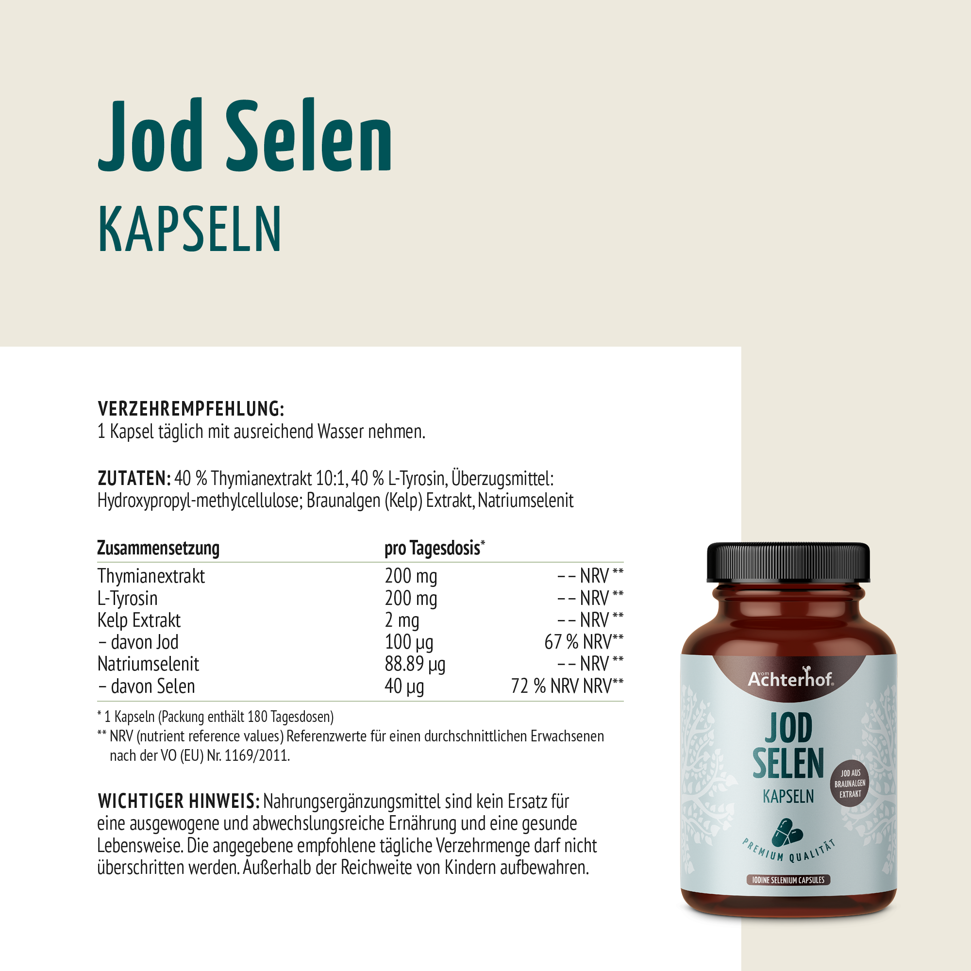 Jod Selen Kapseln (180 Kapseln)