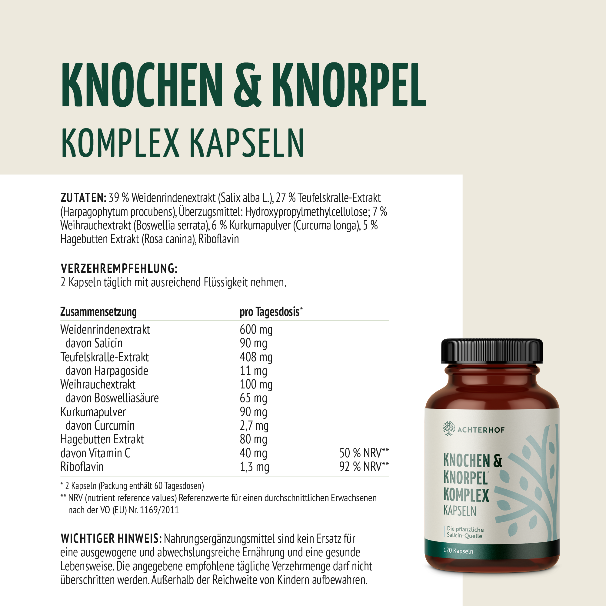 Knochen & Knorpel Komplex (120 Kapseln)