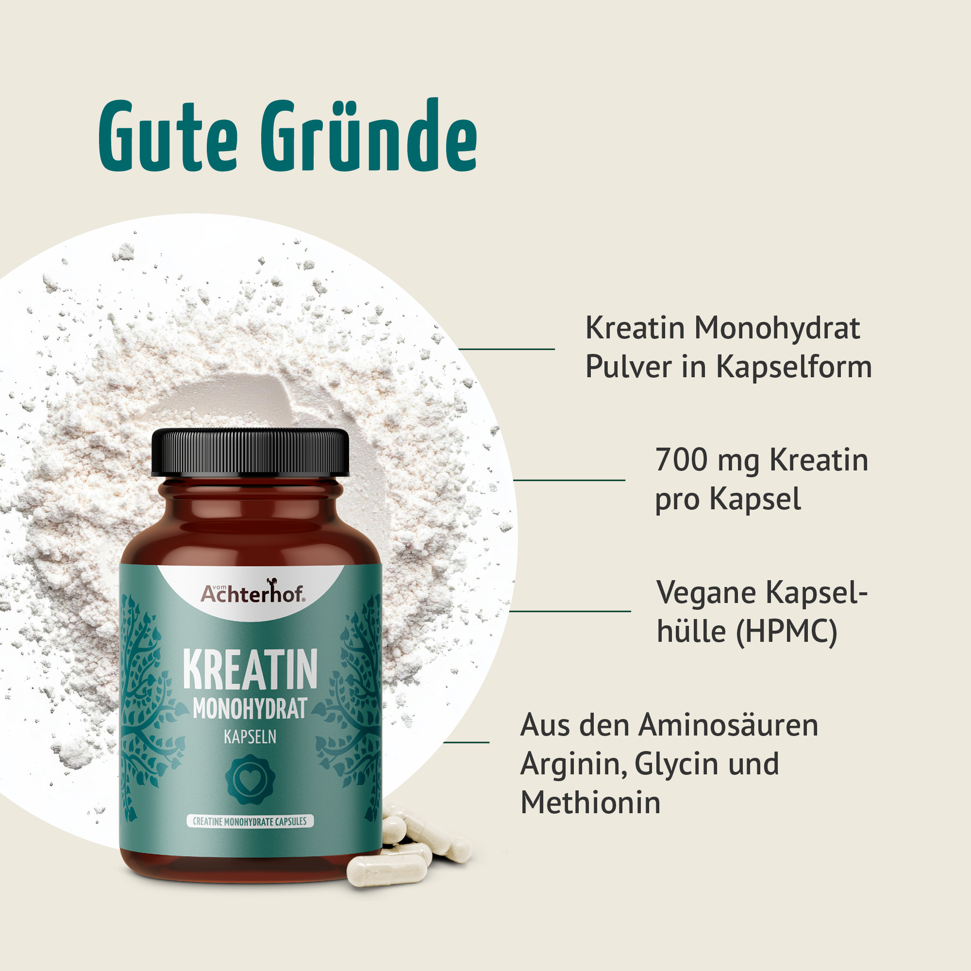 Kreatin Monohydrat Kapseln (180 Kapseln)