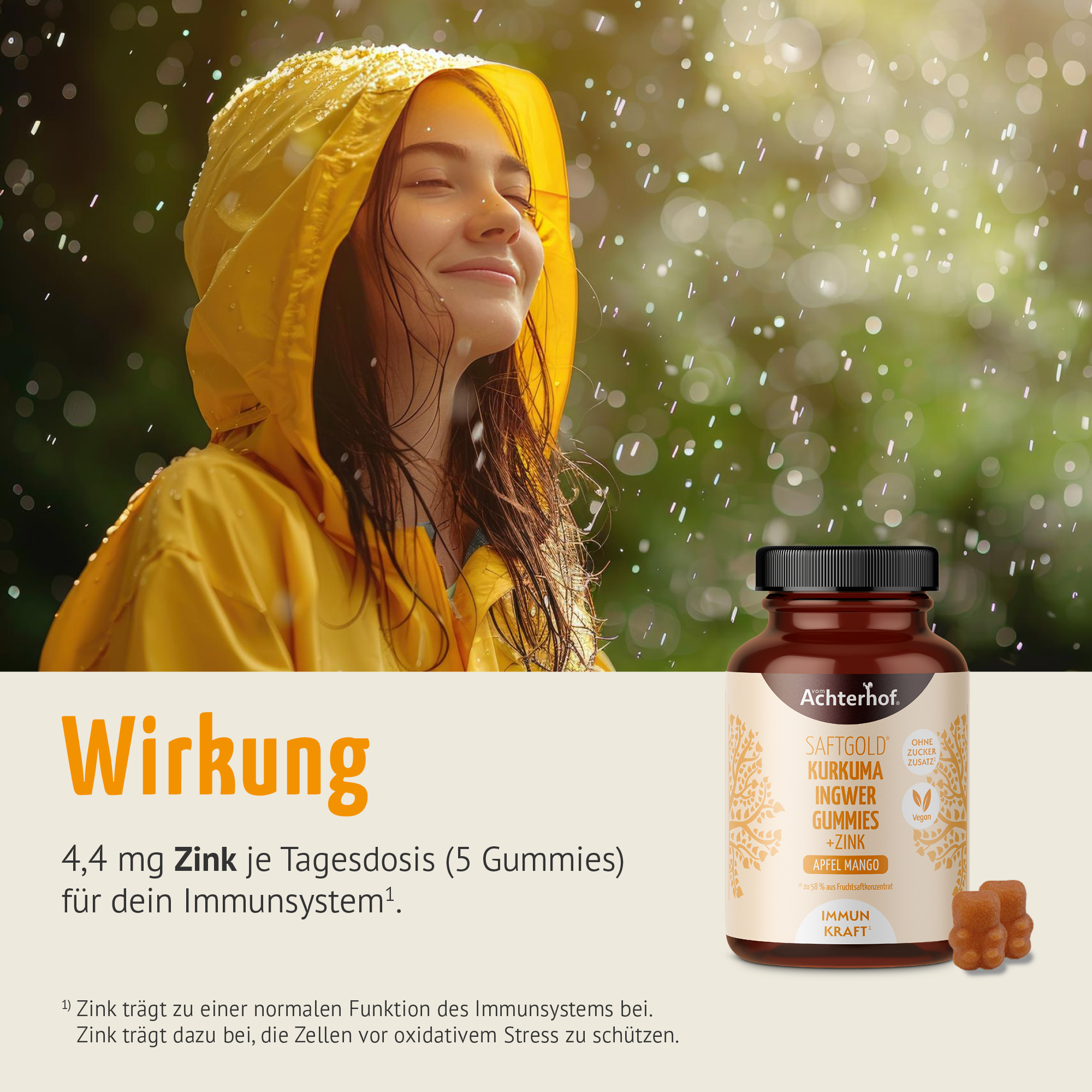 Saftgold Kurkuma Ingwer Gummies Apfel Mango + Zink (75 Stück)