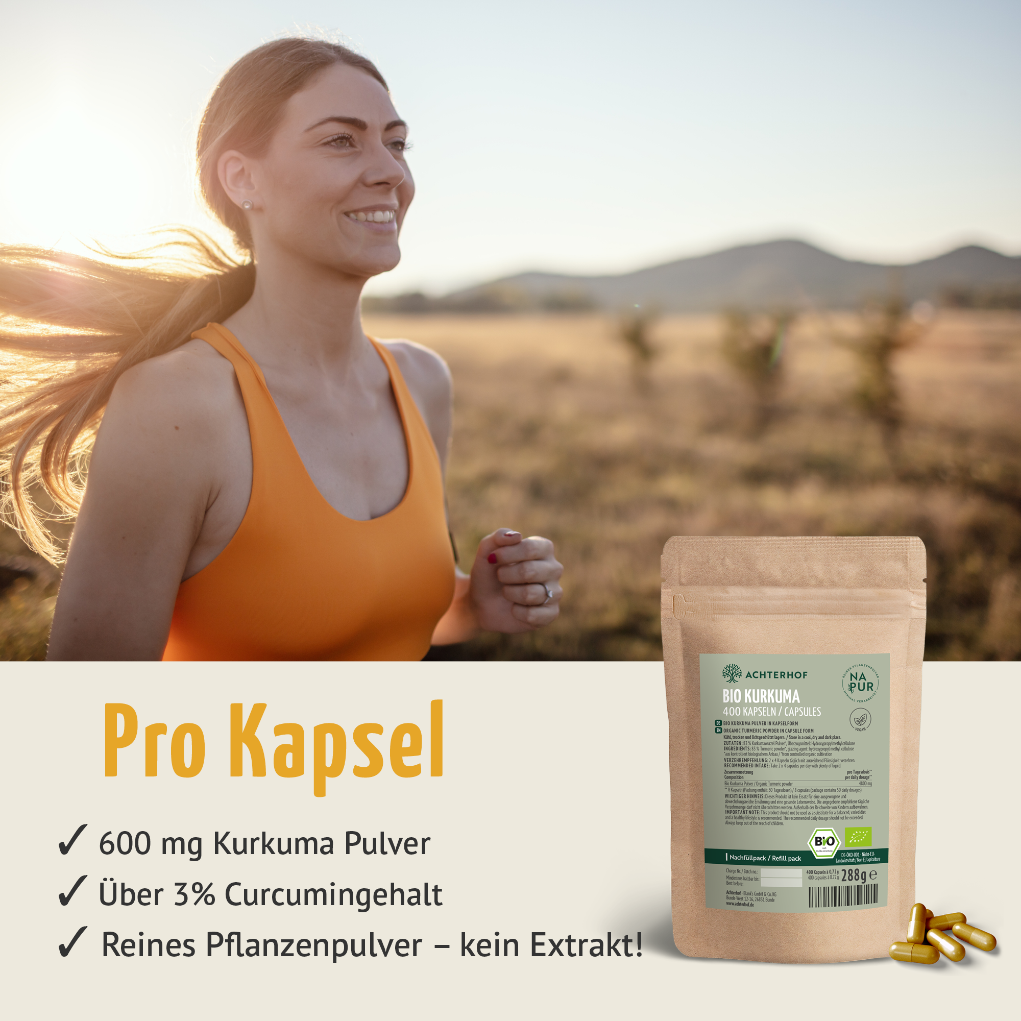 Bio Kurkuma Kapseln Nachfüllpack (400 Kapseln)