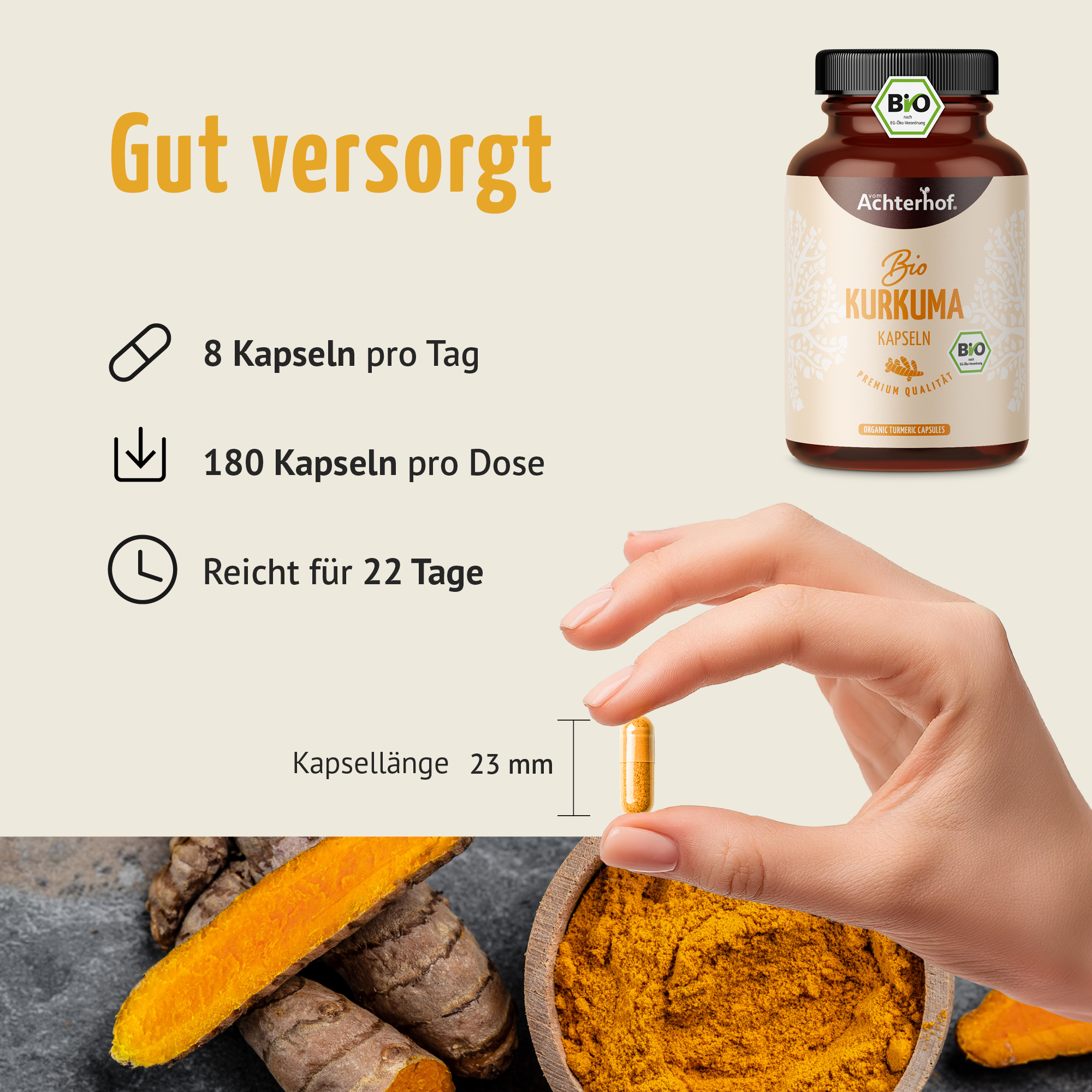 Bio Kurkuma Kapseln (180 Kapseln)