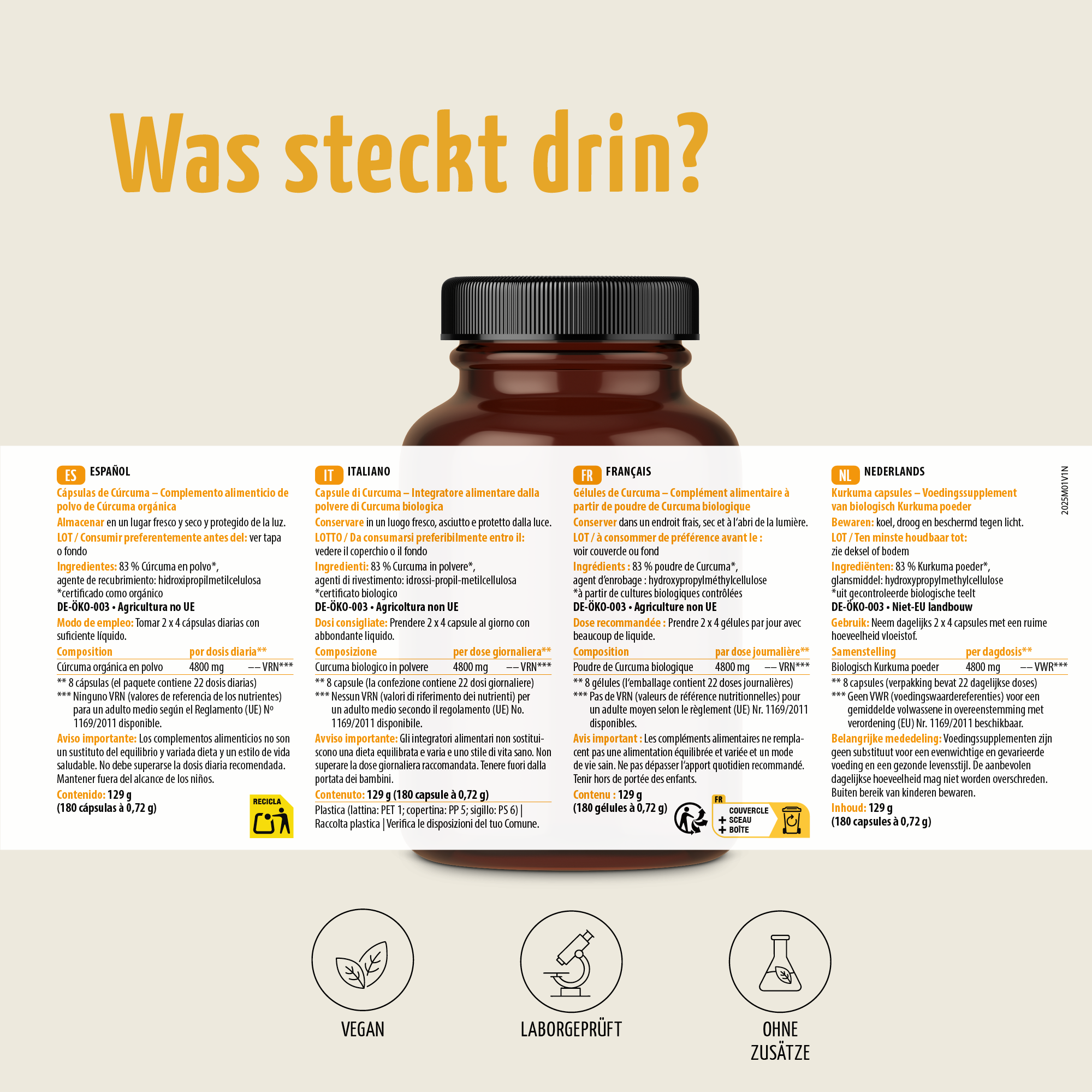 Bio Kurkuma Kapseln (180 Kapseln)