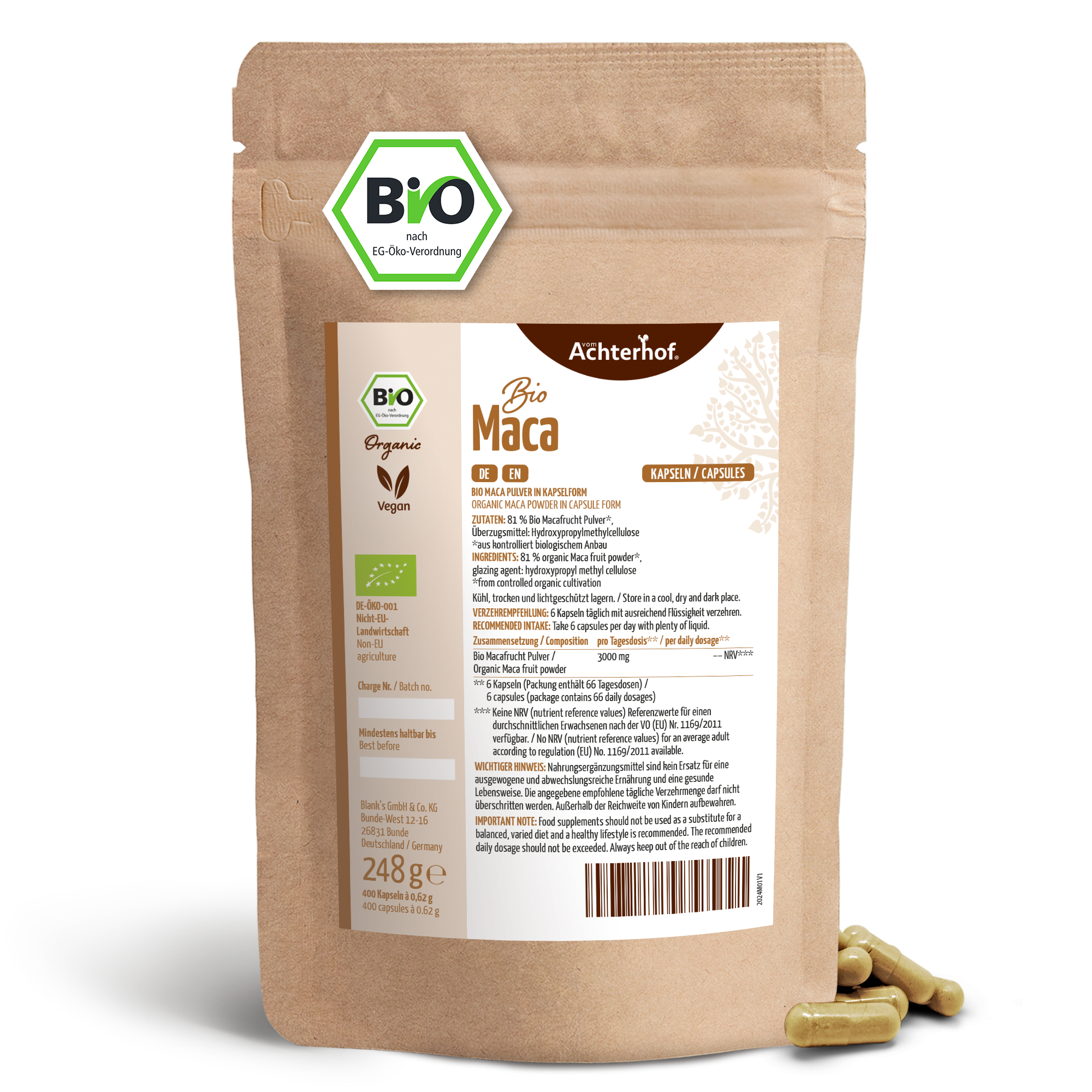 Maca Kapseln Bio Nachfüllpack (400 Kapseln)
