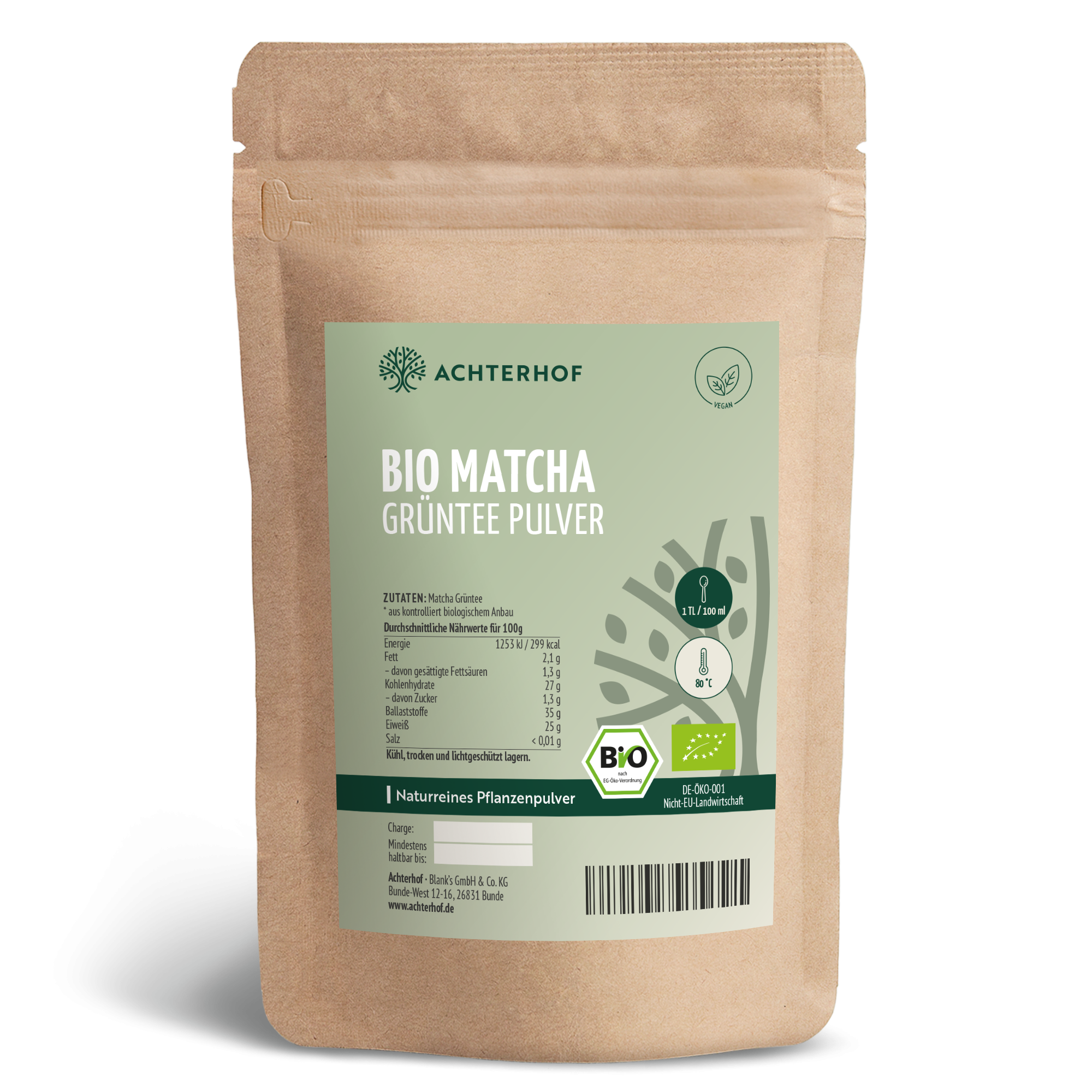 Bio Matcha Grüntee Pulver (250g)