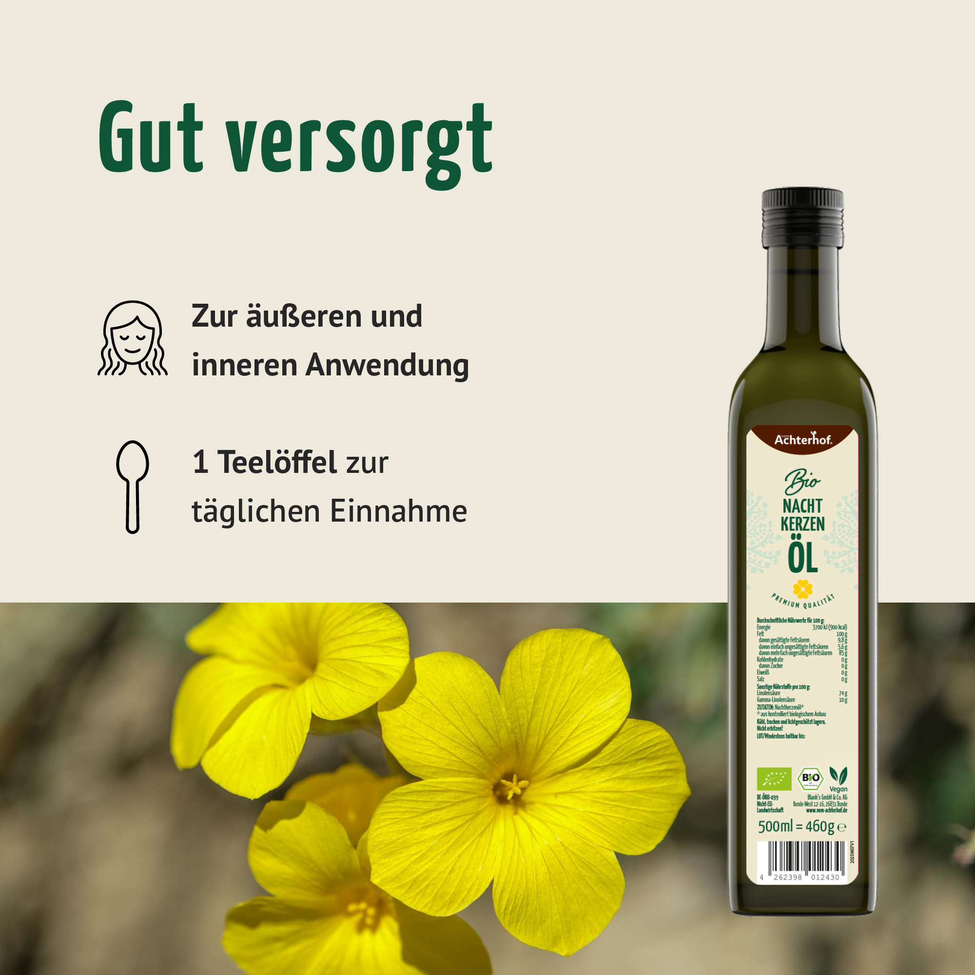 Bio Nachtkerzenöl (500ml)