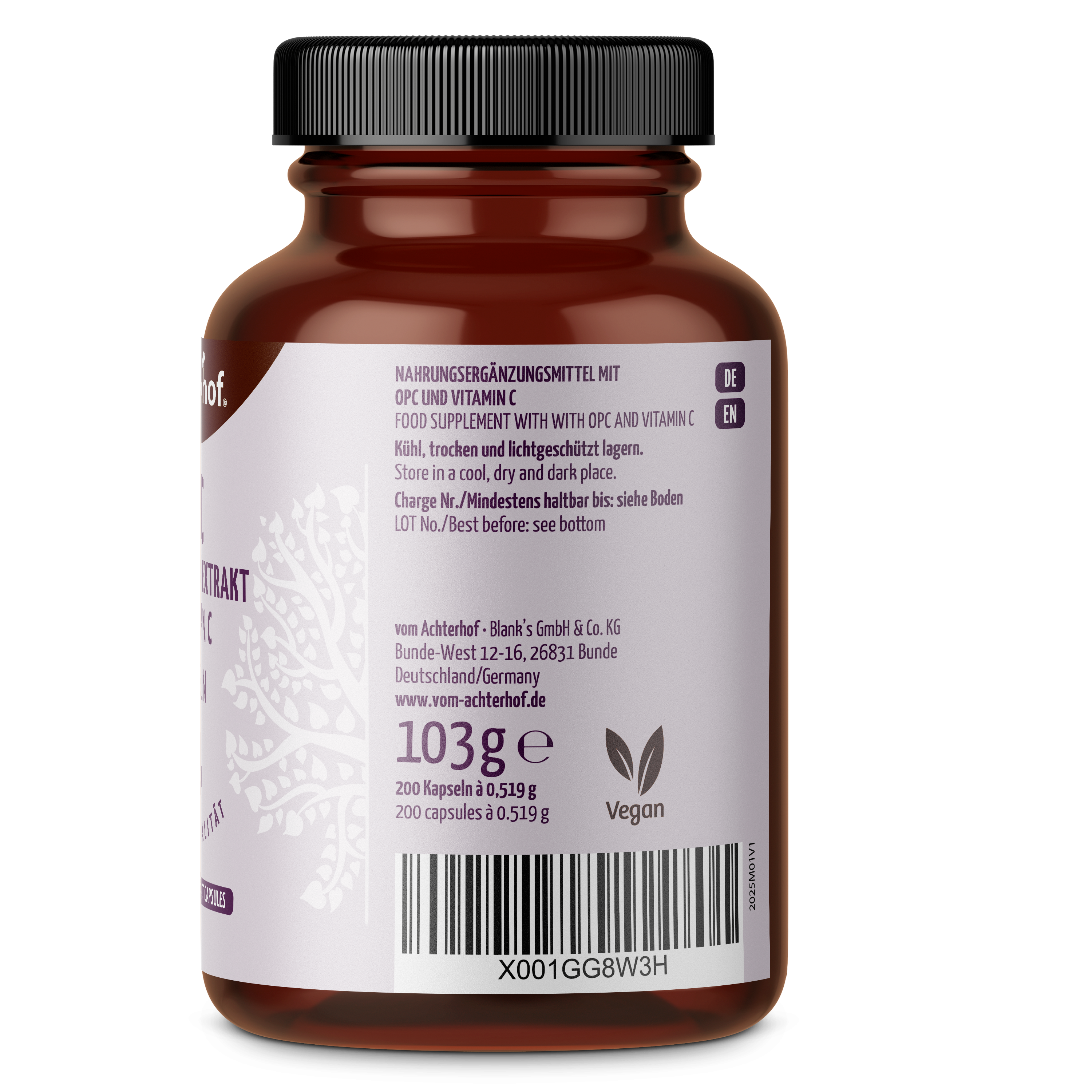 OPC Traubenkernextrakt + Vitamin C Kapseln (200 Kapseln)