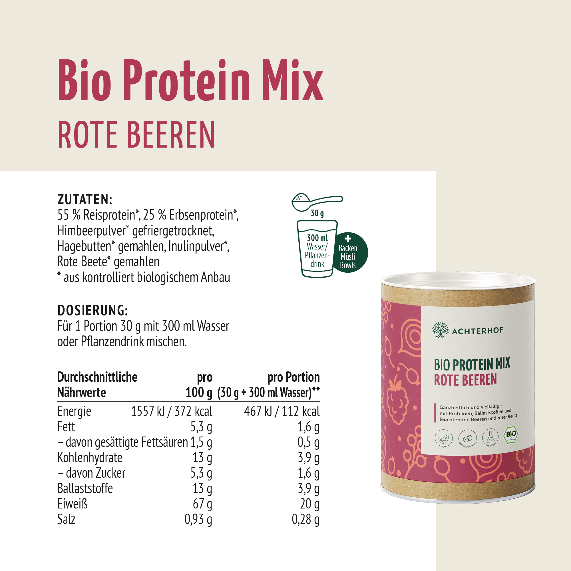 Bio Protein Mix rote Beeren (330g)