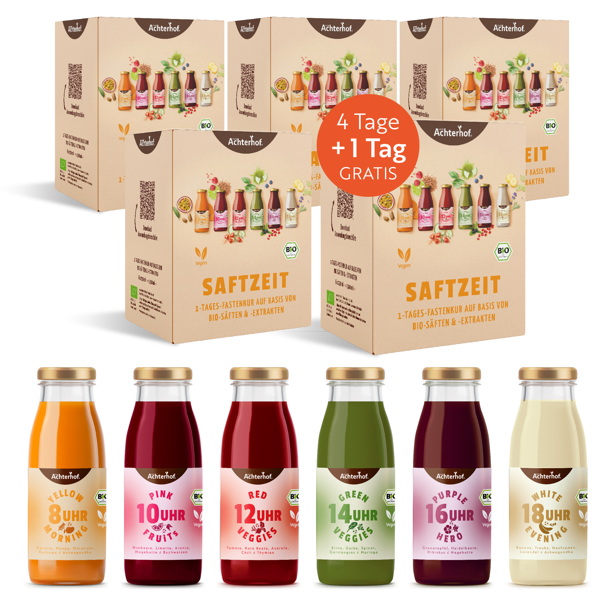 Saftzeit Bio Fastenkur 4+1 Tag gratis