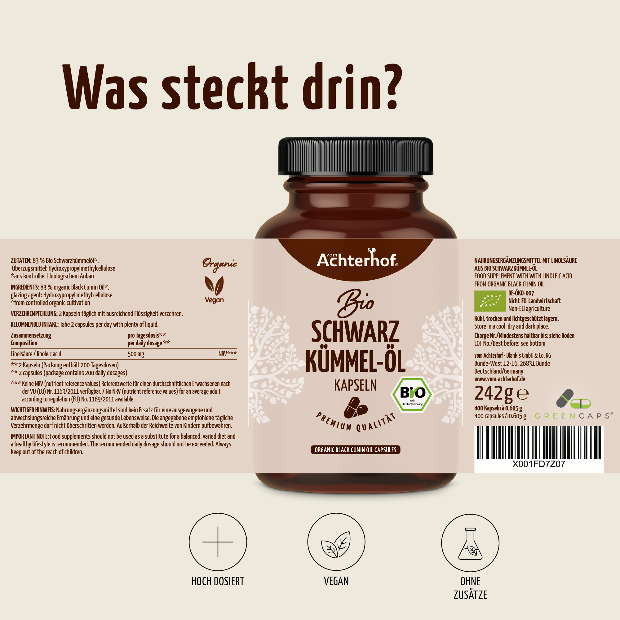 Bio Schwarzkümmel-Öl Kapseln (400 Kapseln)
