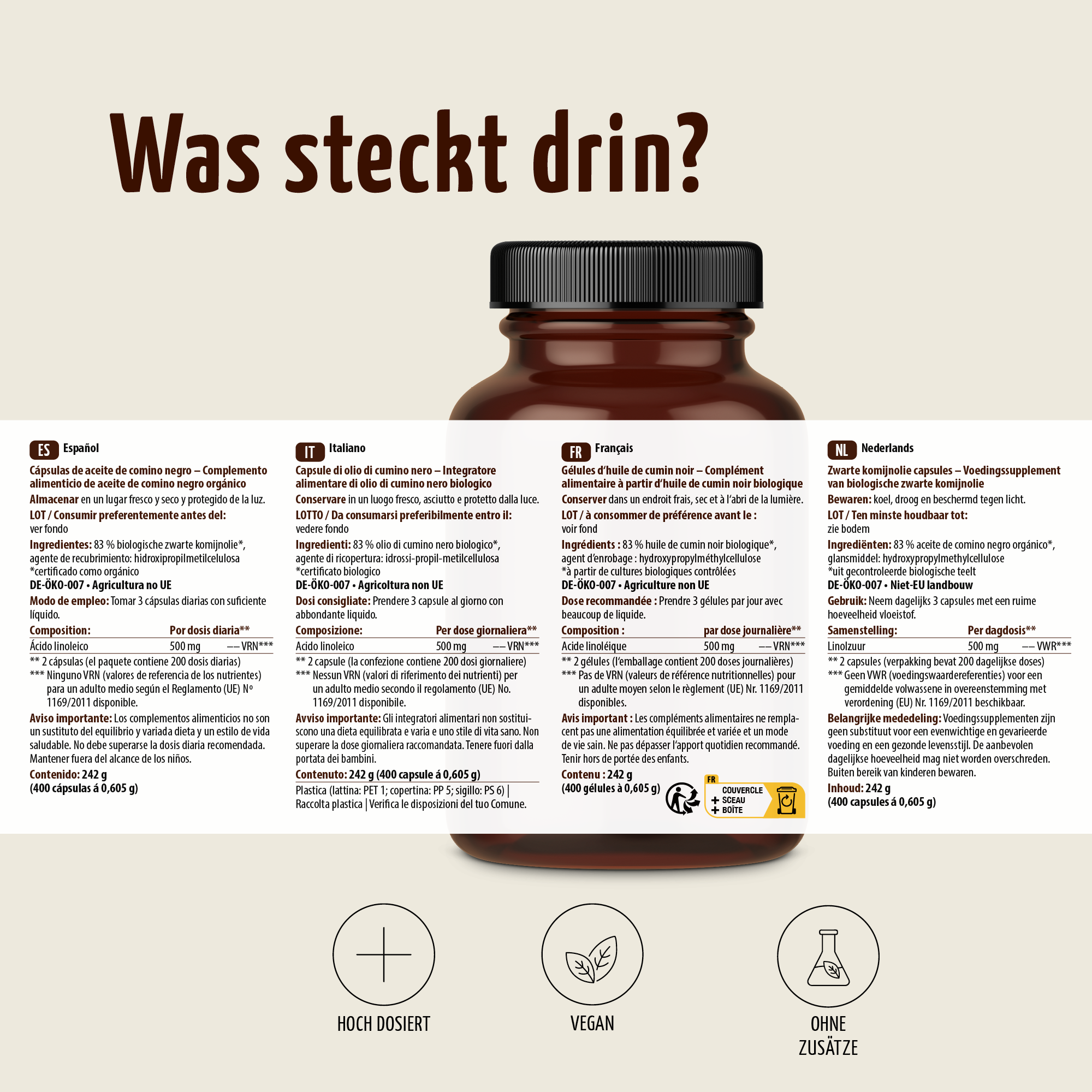 Bio Schwarzkümmel-Öl Kapseln (400 Kapseln)
